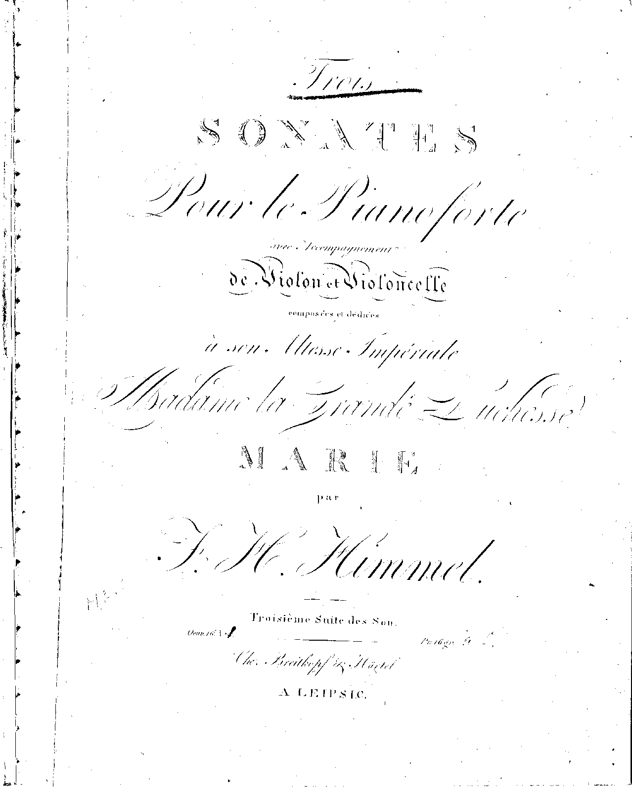 3 Sonatas for Piano, Violin and Violoncello
