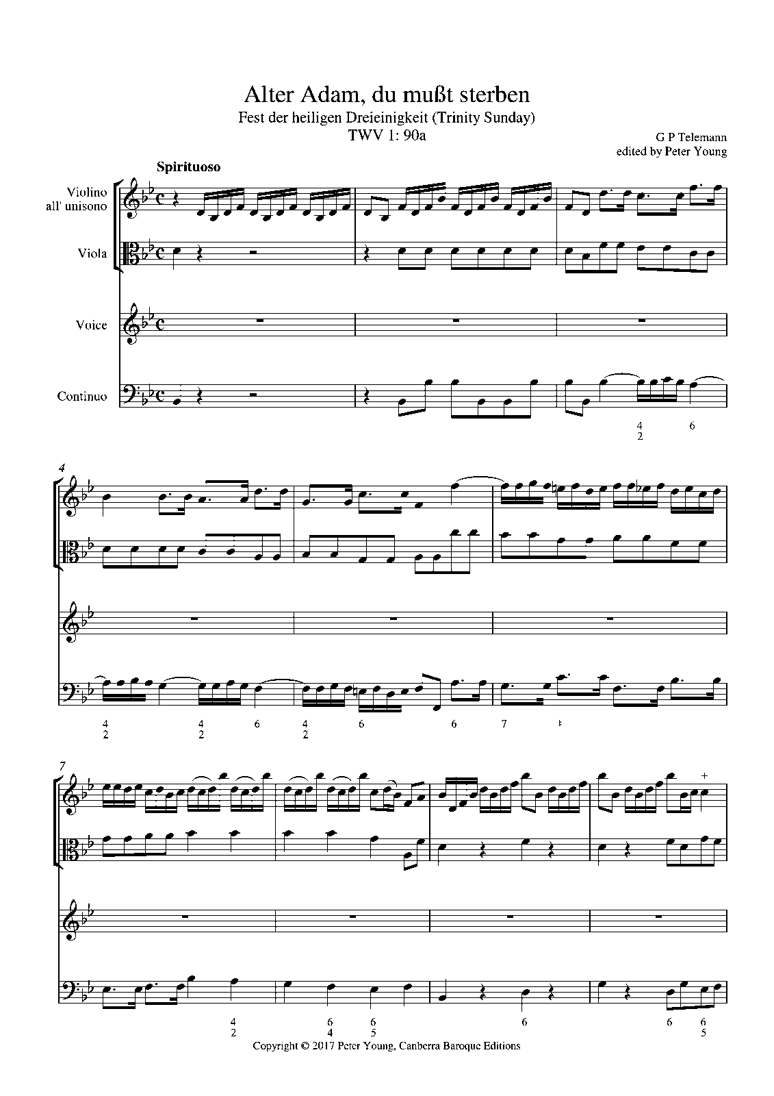 Klaviernoten über Sieben Brücken Mußt Du Gehen Alter Adam, du mußt sterben, TWV 1:90a (Telemann, Georg Philipp) - IMSLP