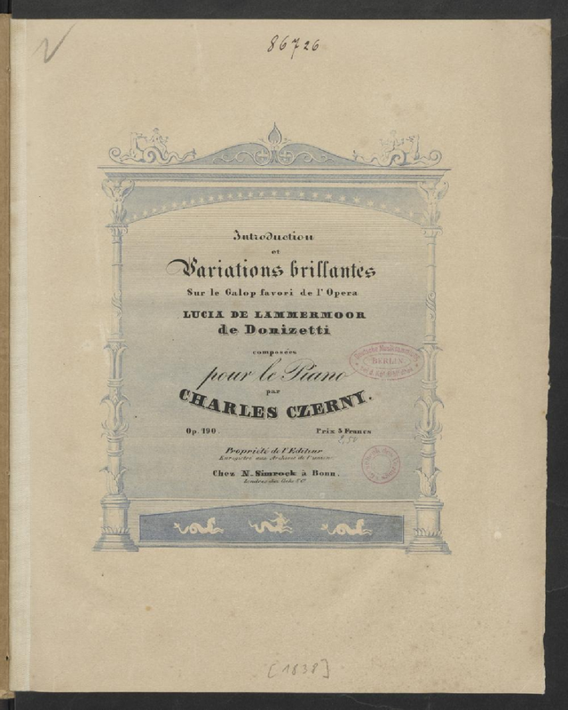 Introduction et variations brillantes sur le galopp favori de l'opéra 'Lucia de Lammermoor' de Donizetti