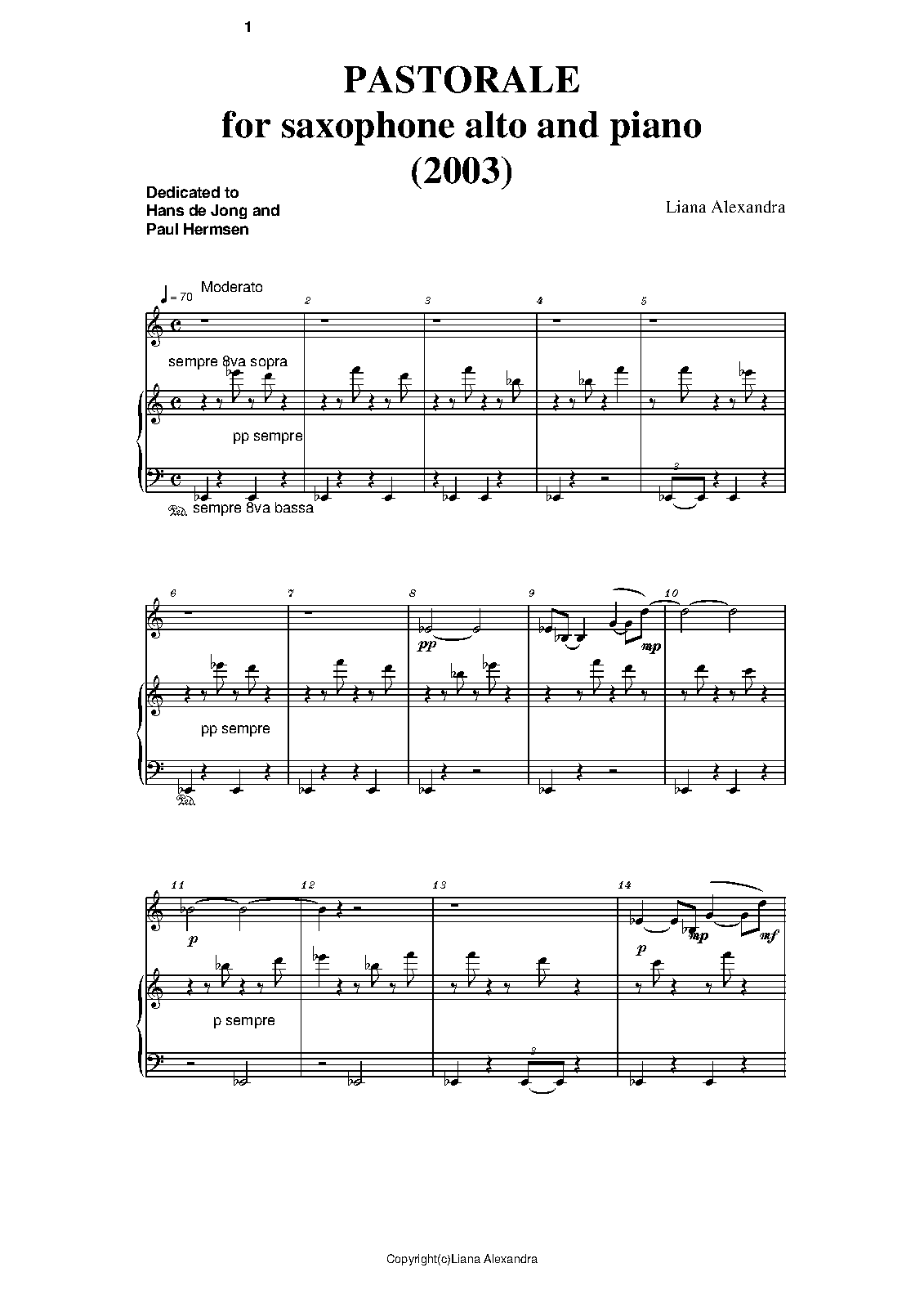 Pastorale for Bass and Piano (Alexandra, Liana) IMSLP