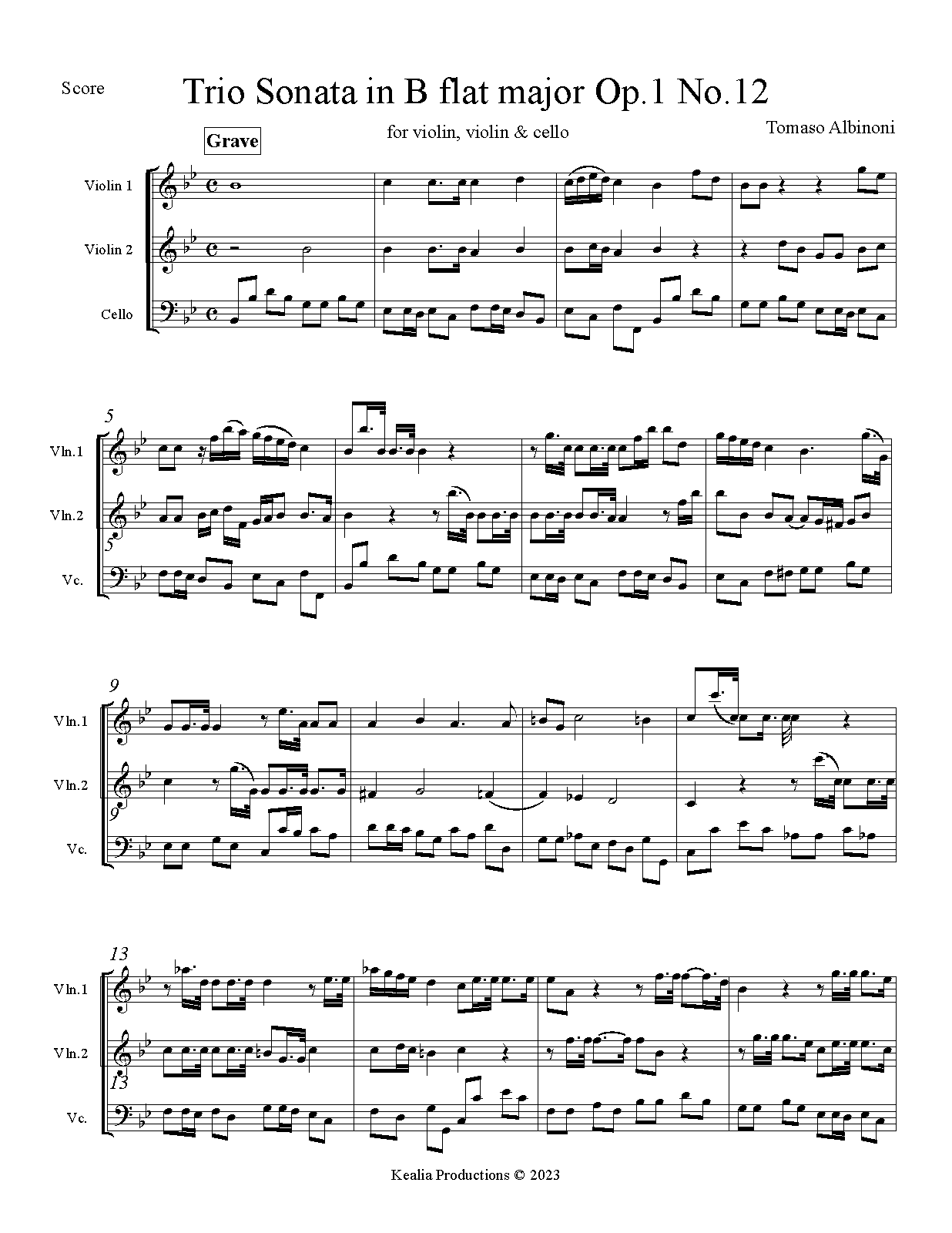 Trio Sonata in B Flat major