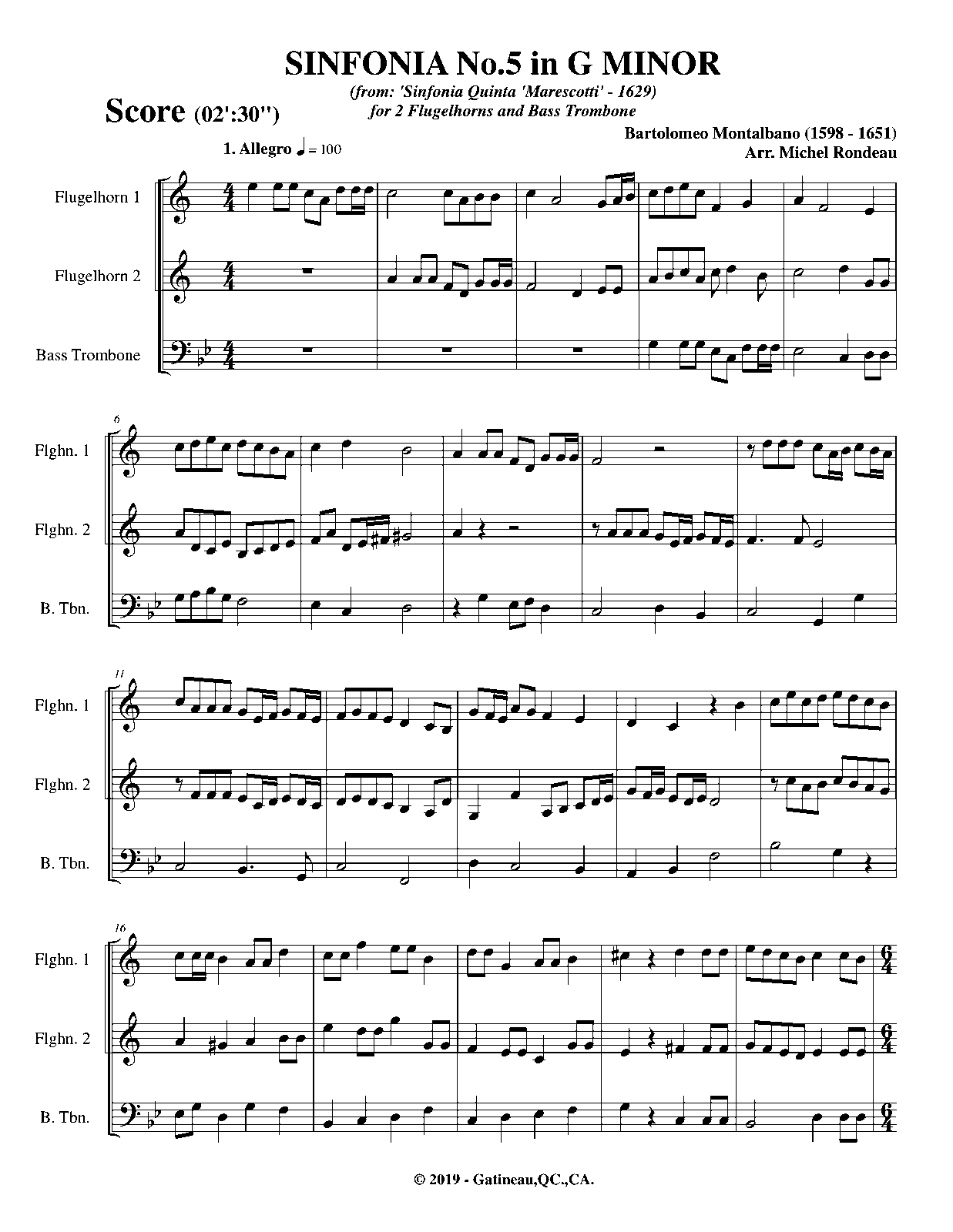 Sinfonie ad uno e doi violini a doi e trombone montalbano