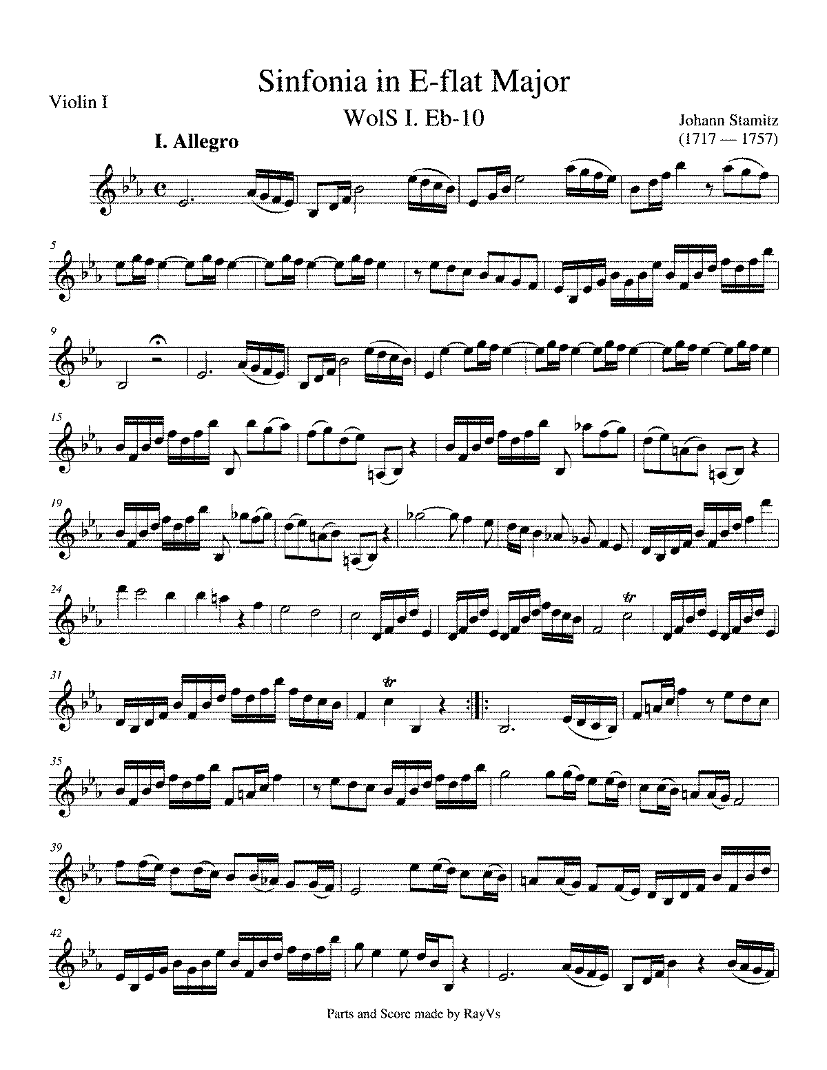 Sinfonia in E-flat major, WolS I. Eb-10 (Stamitz, Johann) - IMSLP