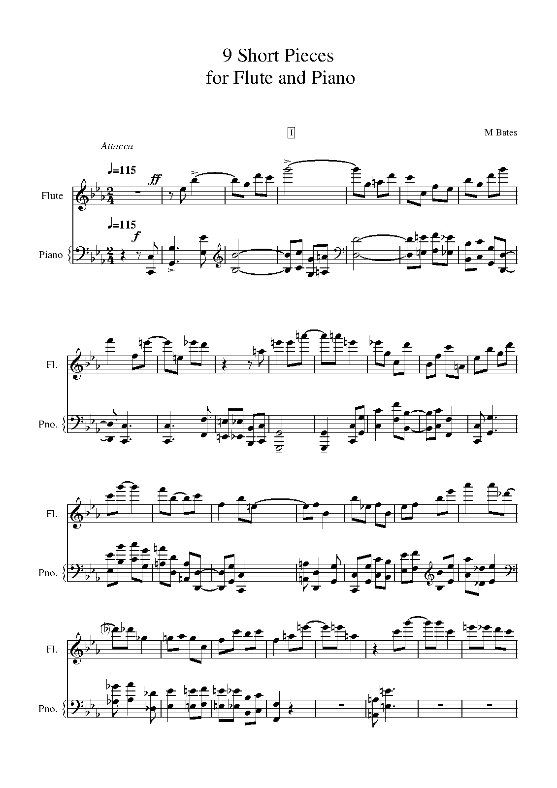 9 Short Pieces for Flute and Piano (Bates, Michael) IMSLP