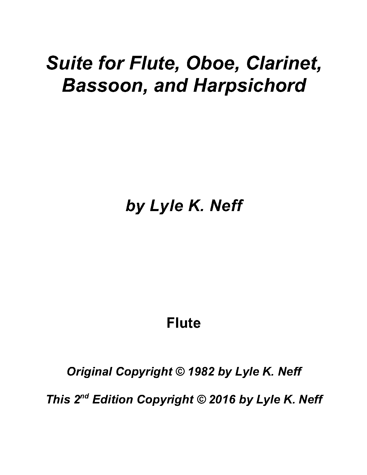 Suite for Flute, Oboe, Bassoon, and Harpsichord (Neff, Lyle K