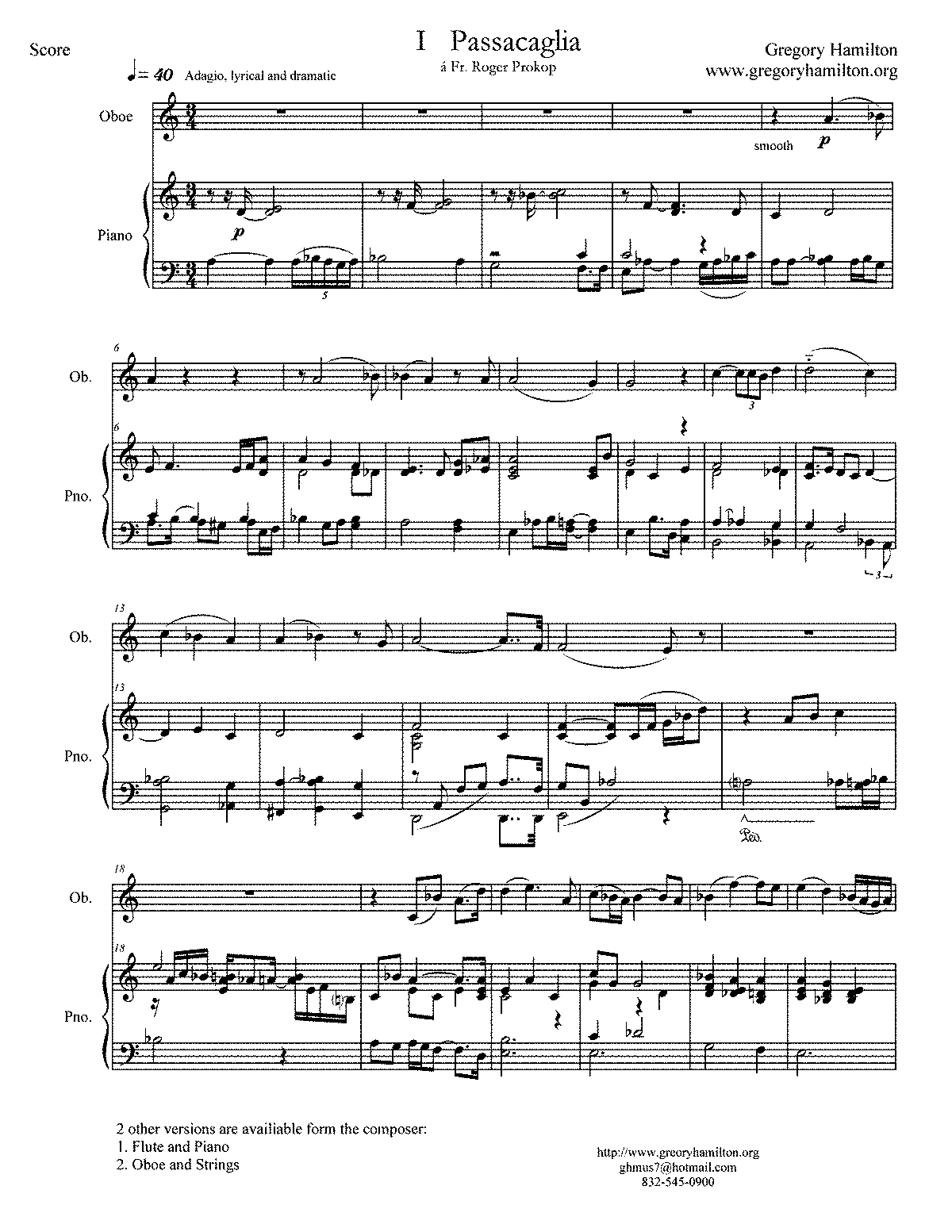 Passacaglia for Oboe and Piano (Hamilton, Gregory) - IMSLP