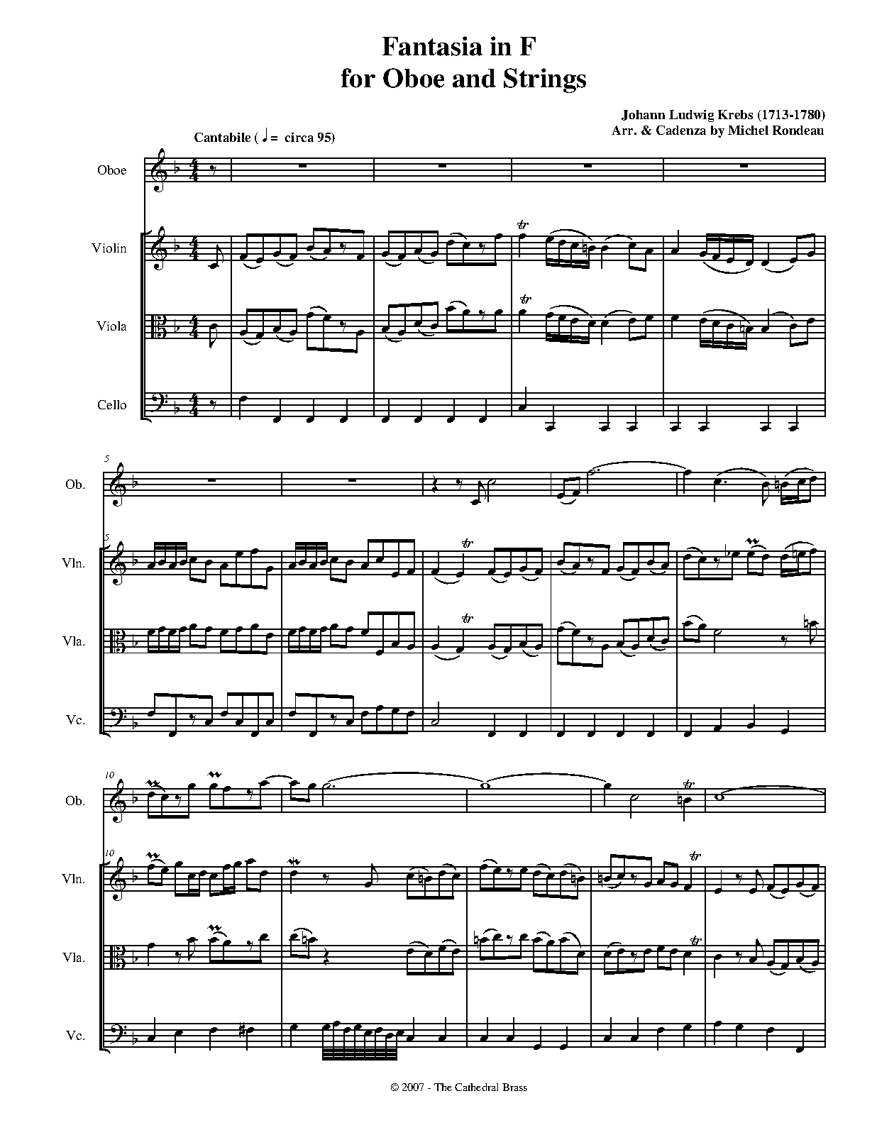 Fantasia for Oboe and Organ in F major, KrebsWV 602 (Krebs, Johann