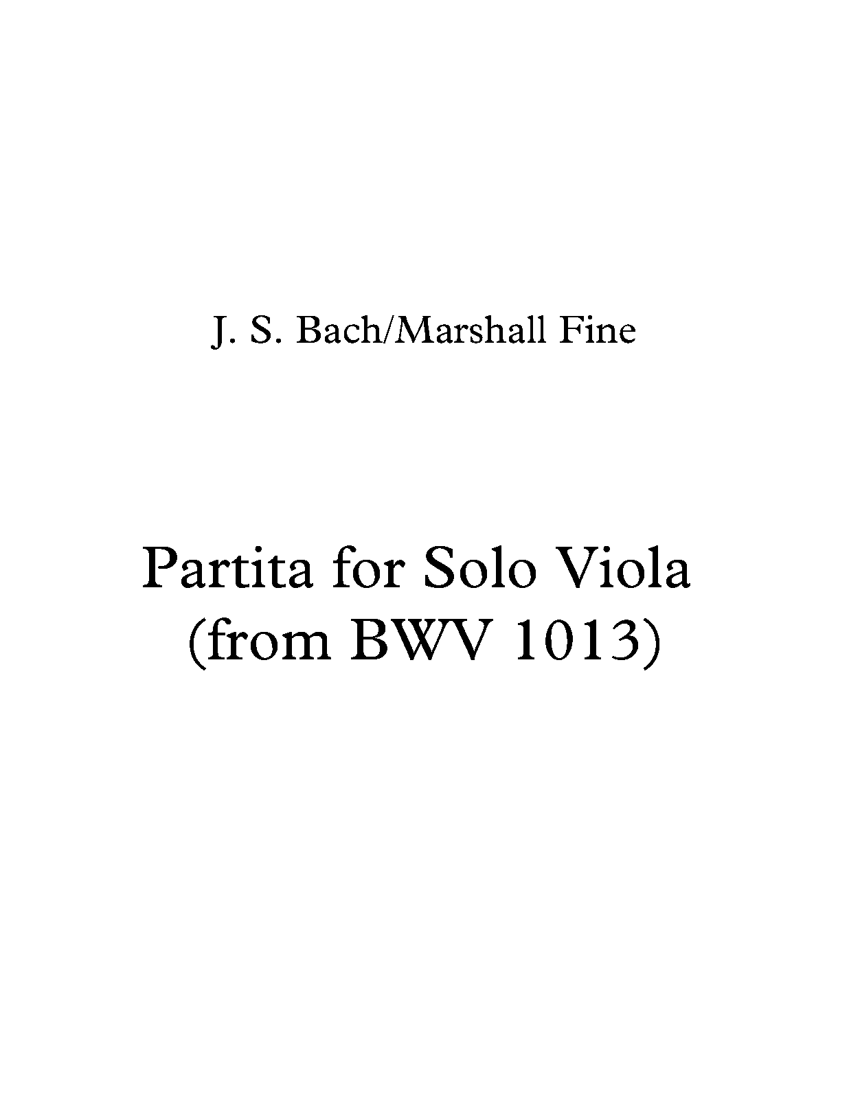 Partita in A minor, BWV 1013 (Bach, Johann Sebastian) IMSLP Free