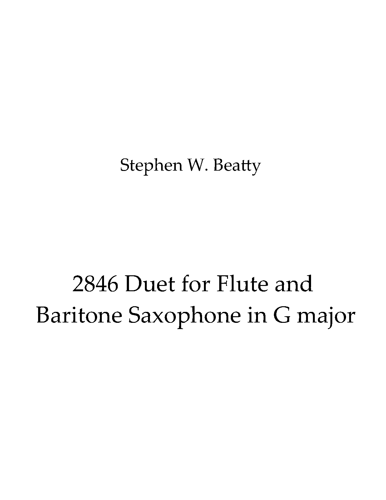Duet for Flute and Baritone Saxophone in G major, Op.2846 (Beatty