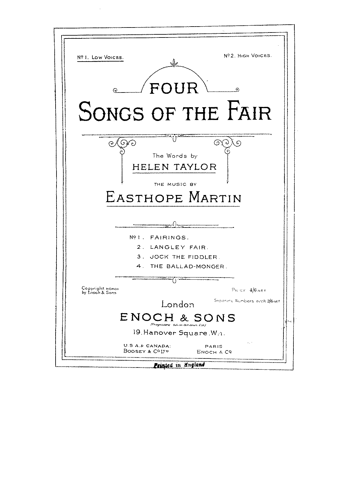 4 Songs of the Fair (Martin, Easthope) - IMSLP