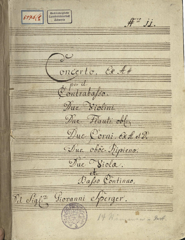 Double Bass Concerto No.11 in A major, M.B 13 (Sperger, Johann Matthias