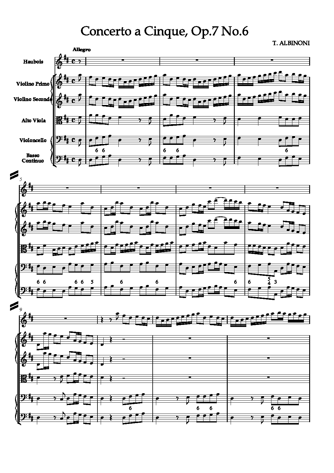 Oboe Concerto in D major, Op.7 No.6 (Albinoni, Tomaso) IMSLP