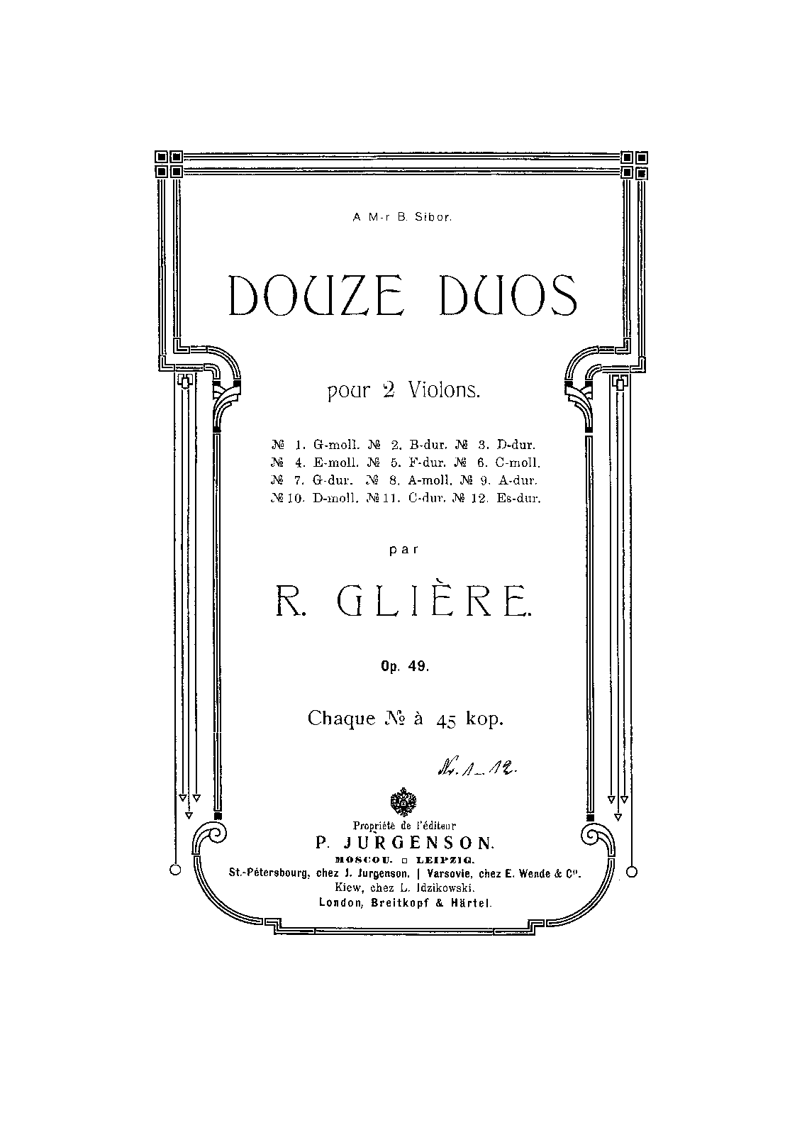 Douze Duos pour 2 Violons