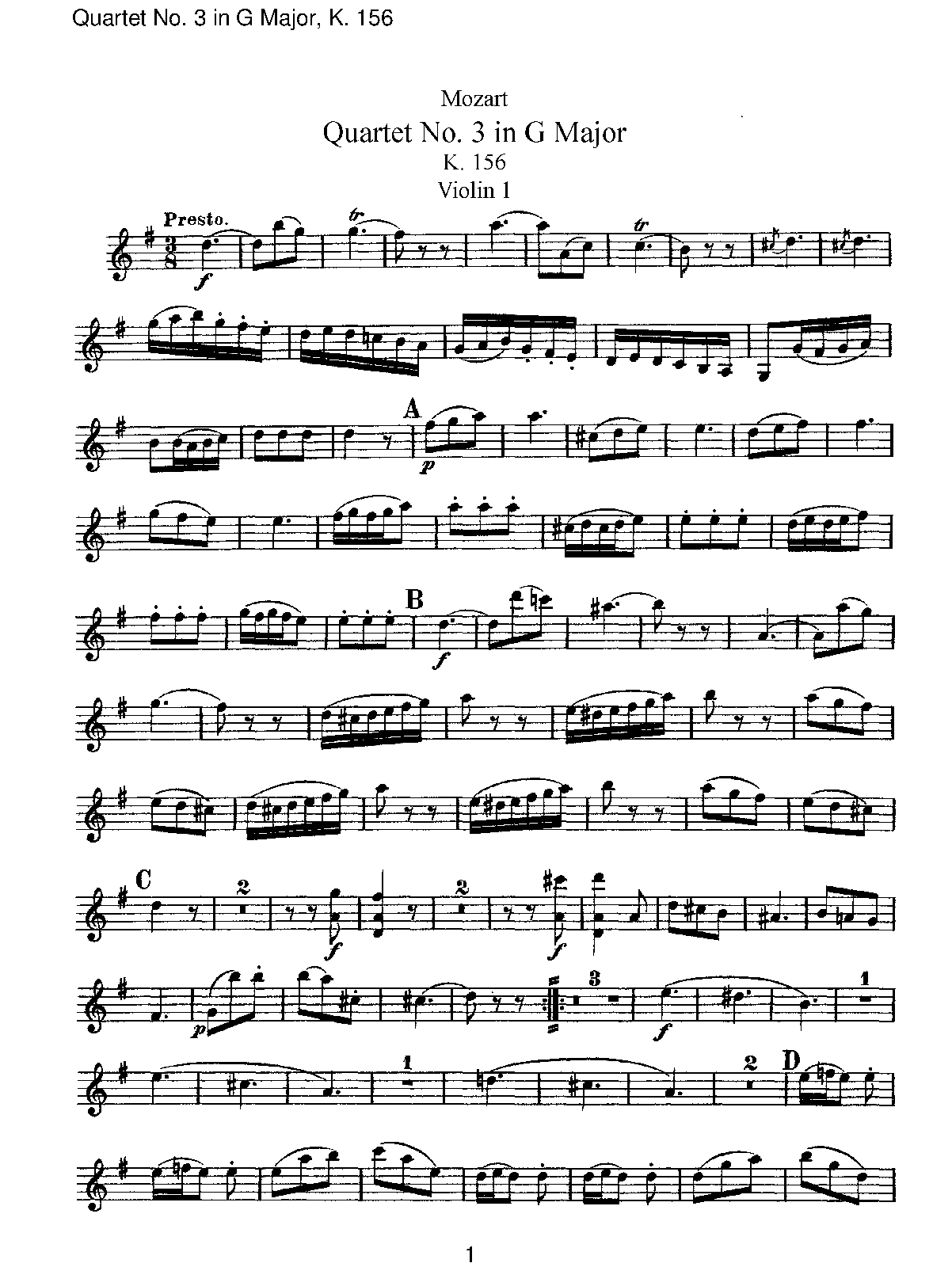 String Quartet No.3 in G major, K.156/134b (Mozart, Wolfgang Amadeus