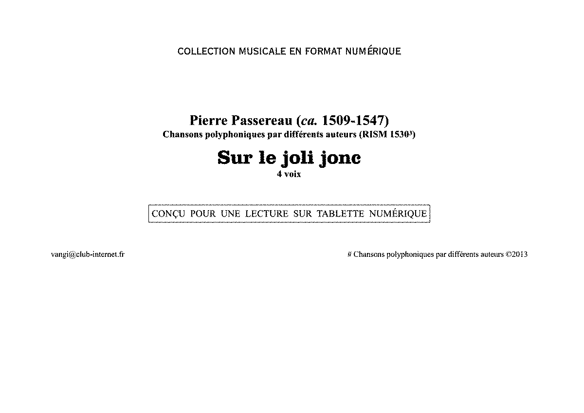 Sur le joli jonc (Passereau, Pierre) - IMSLP