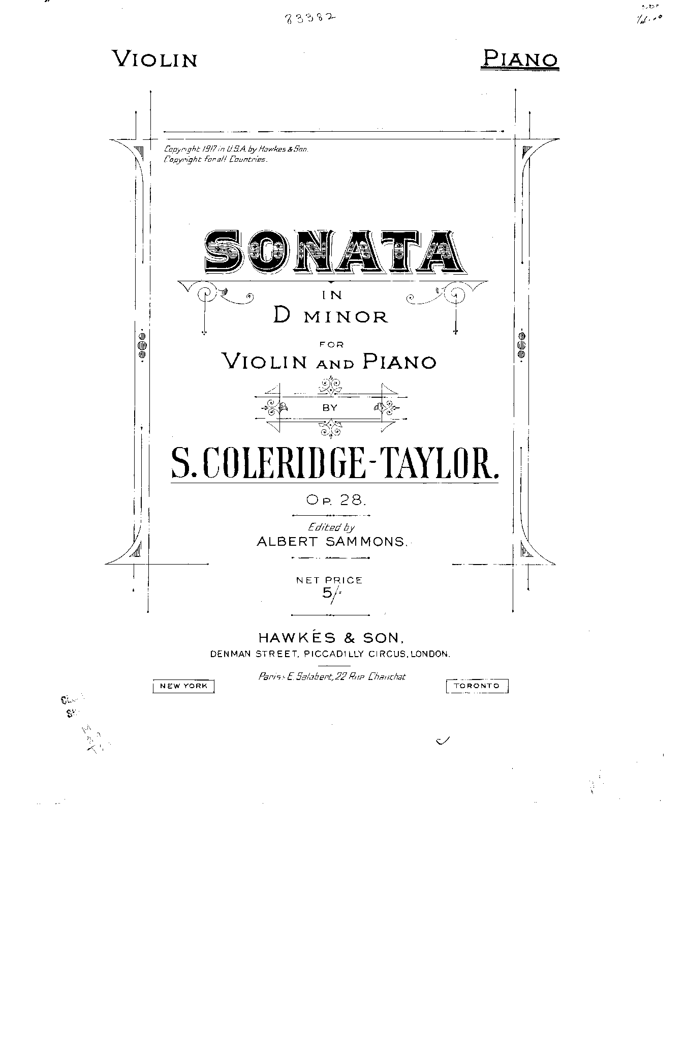 Sonata for Violin and Piano in D minor