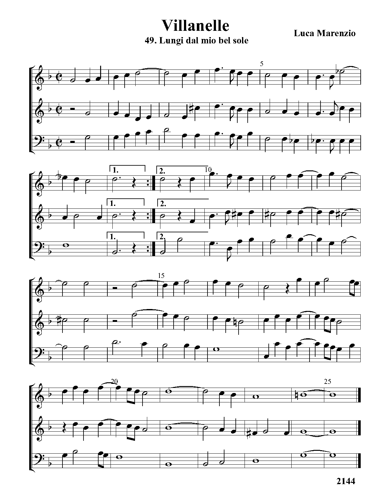 Lungi dal mio bel sole (Marenzio, Luca) IMSLP