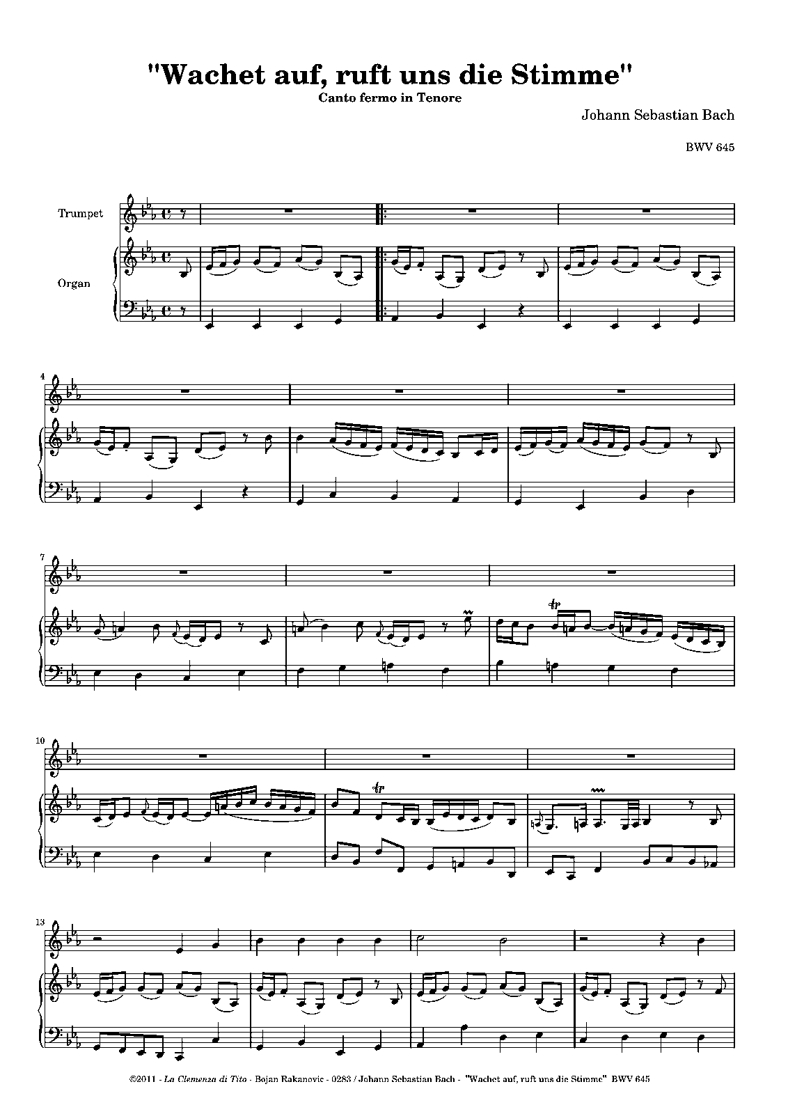 Wachet Auf Ruft Uns Die Stimme Wachet auf, ruft uns die Stimme, BWV 140 (Bach, Johann Sebastian) - IMSLP