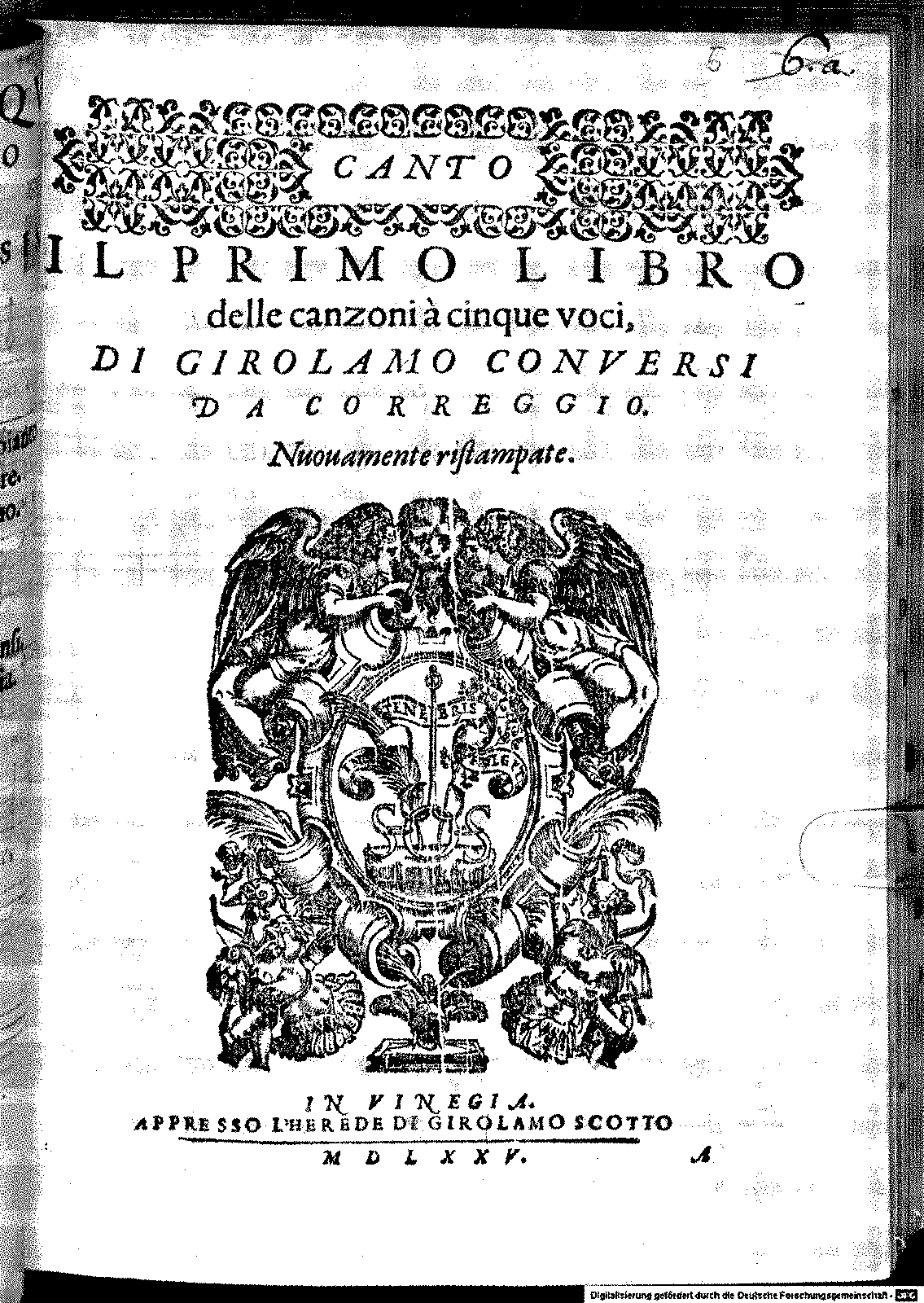 Canzoni a cinque voci, Libro I (Conversi, Girolamo) - IMSLP