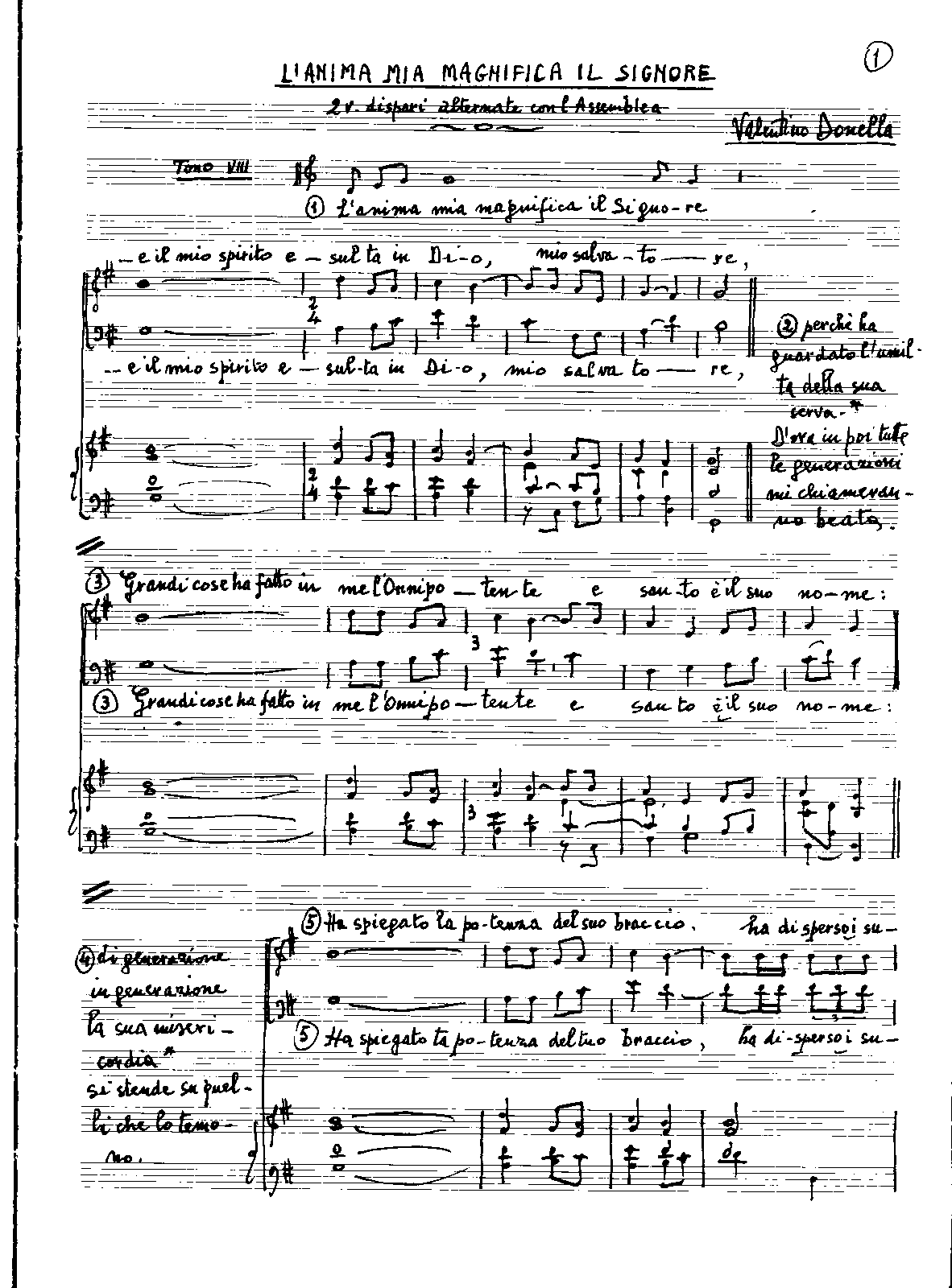 L Anima Mia Magnifica Il Signore Testo L'anima mia magnifica il Signore (Donella, Valentino) - IMSLP