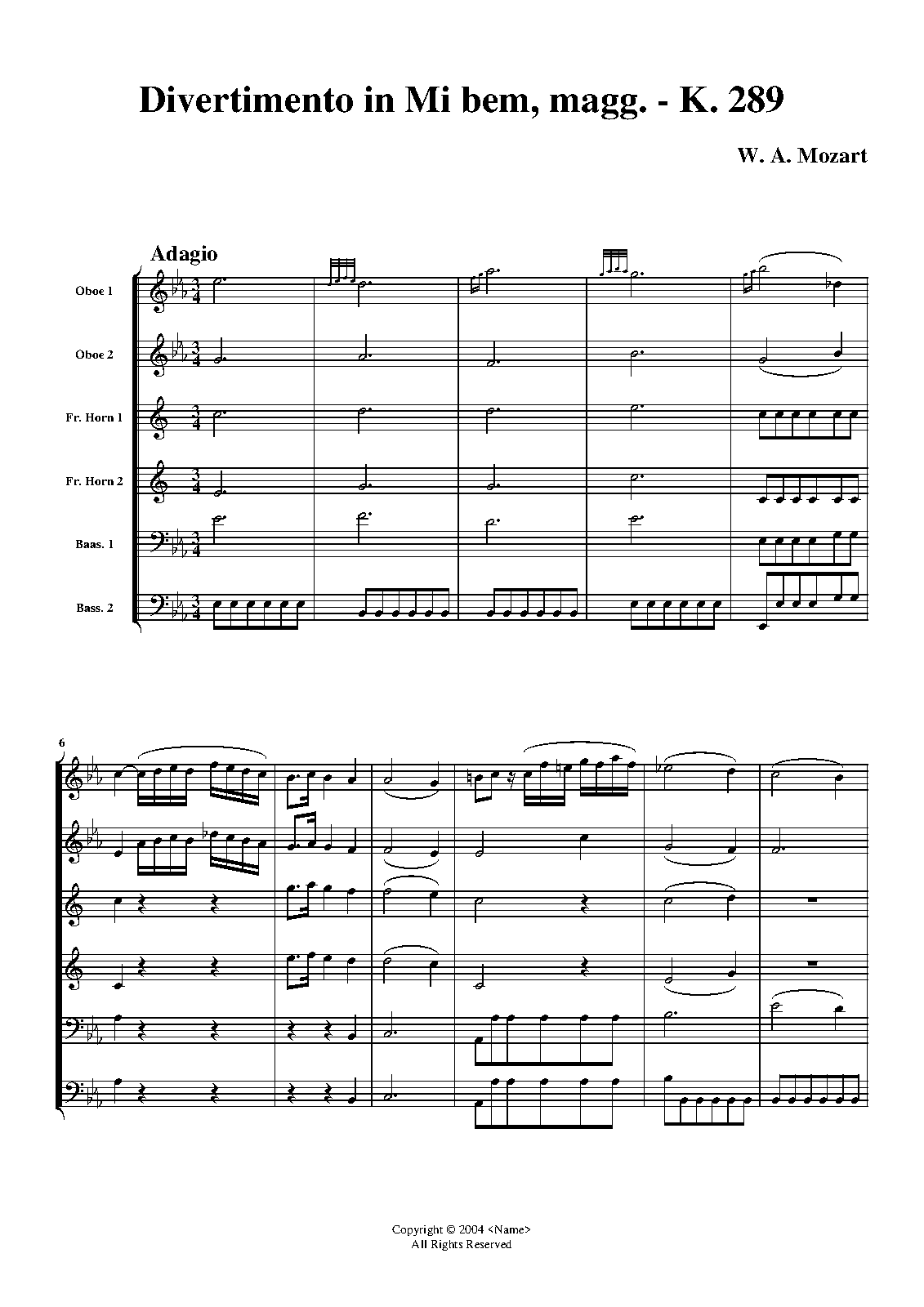 Divertimento in Eflat major, K.289/271g (Mozart, Wolfgang Amadeus