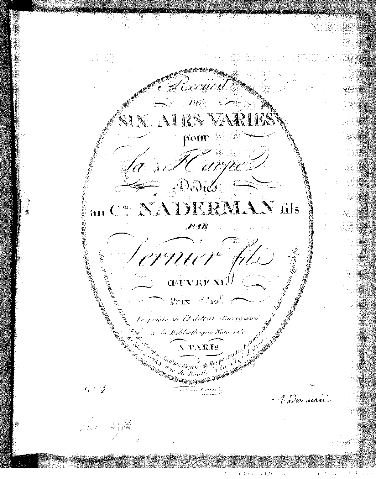 6 Airs variés pour la harpe, Op.11 (Vernier, Jean Aimé) - IMSLP