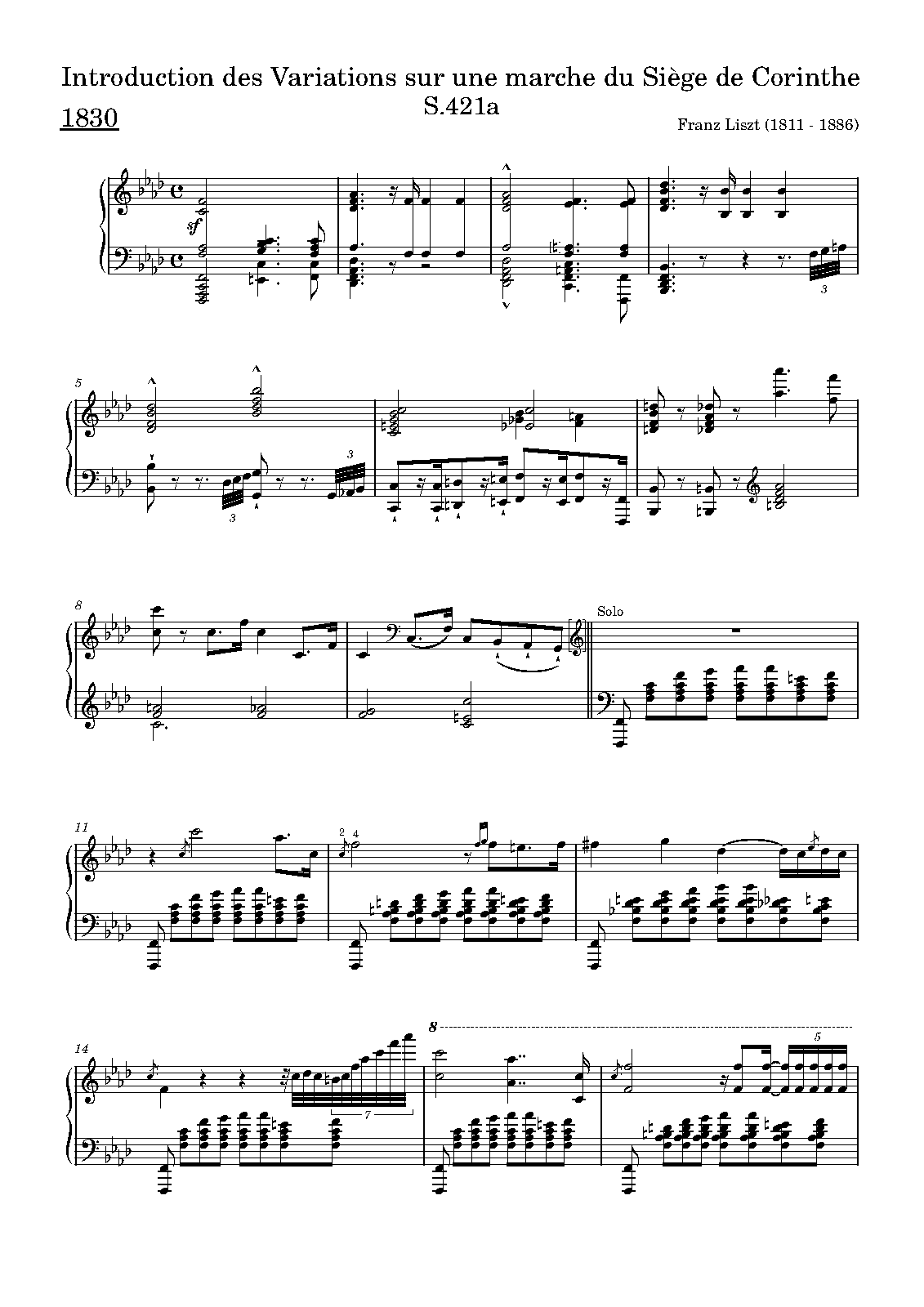 Introduction des Variations sur une marche du Siège de Corinthe, S.421a