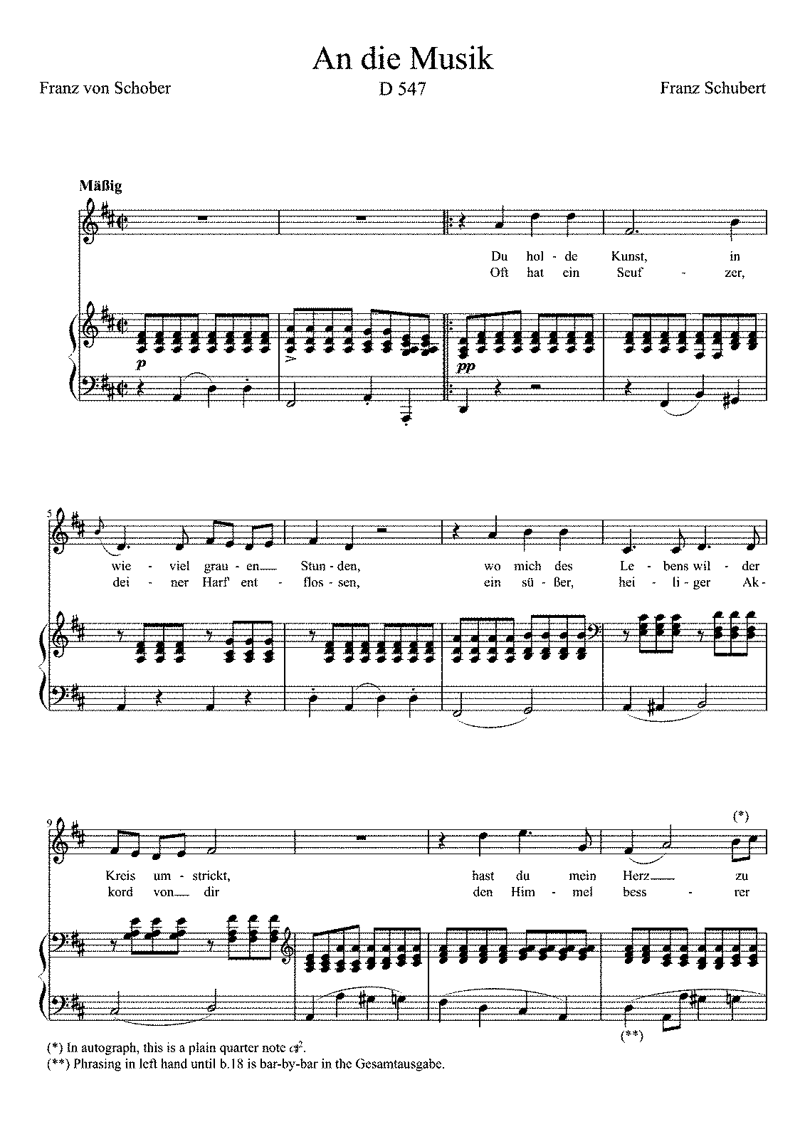 An die Musik, D.547 (Schubert, Franz) - IMSLP: Free Sheet Music PDF ...