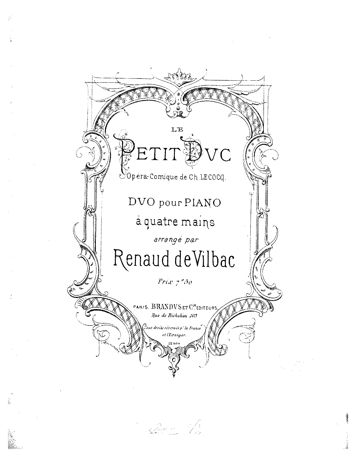 Le Petit Duc (Lecocq, Charles) - IMSLP: Free Sheet Music PDF Download