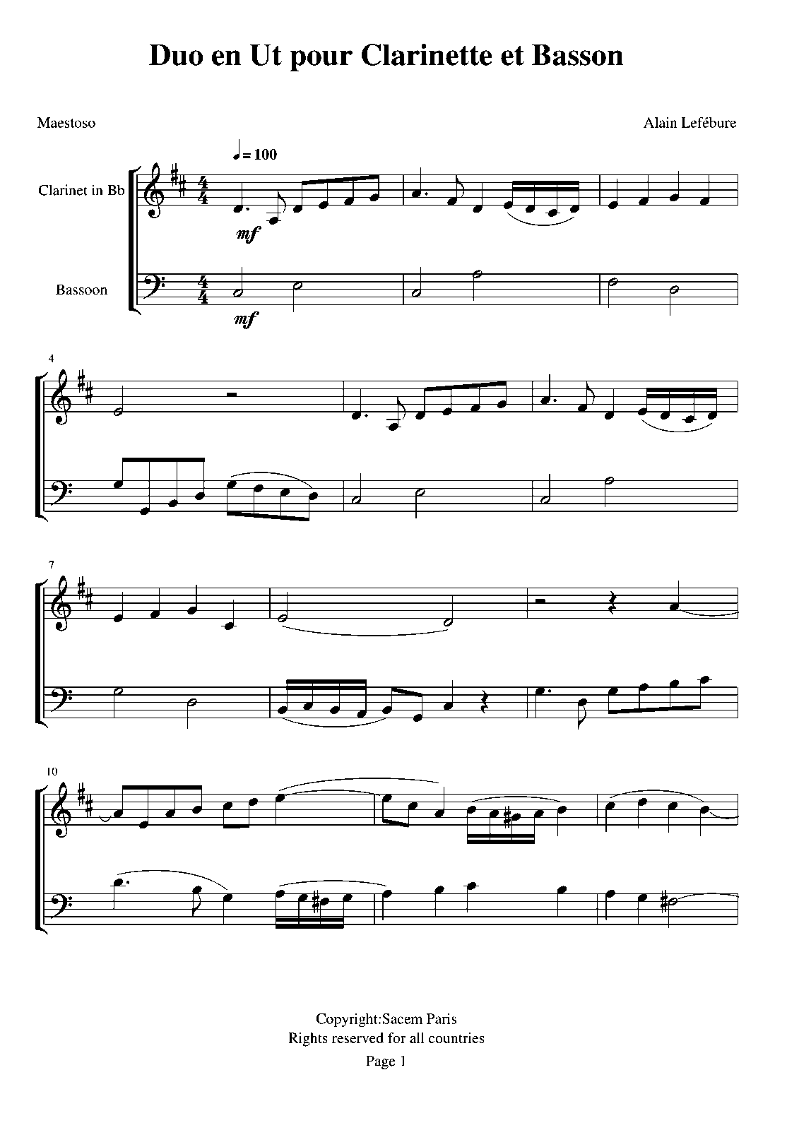 Duo for and Bassoon in C major (Lefébure, Alain) IMSLP