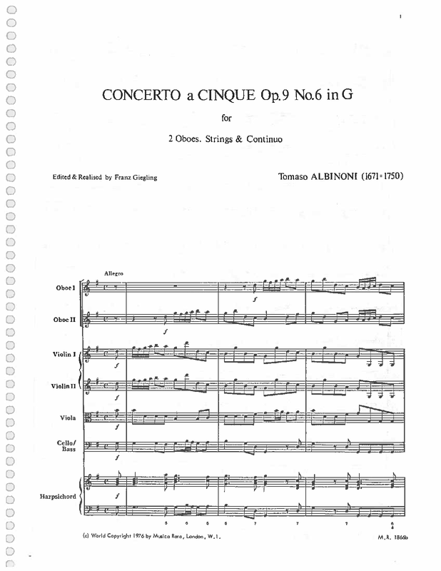 Concerto for 2 Oboes in G major