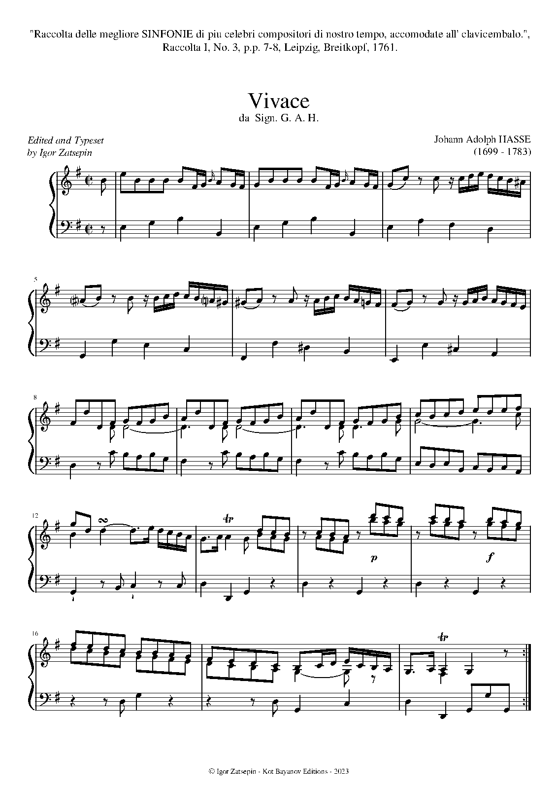 Vivace for Keyboard in E minor (Hasse, Johann Adolph) IMSLP
