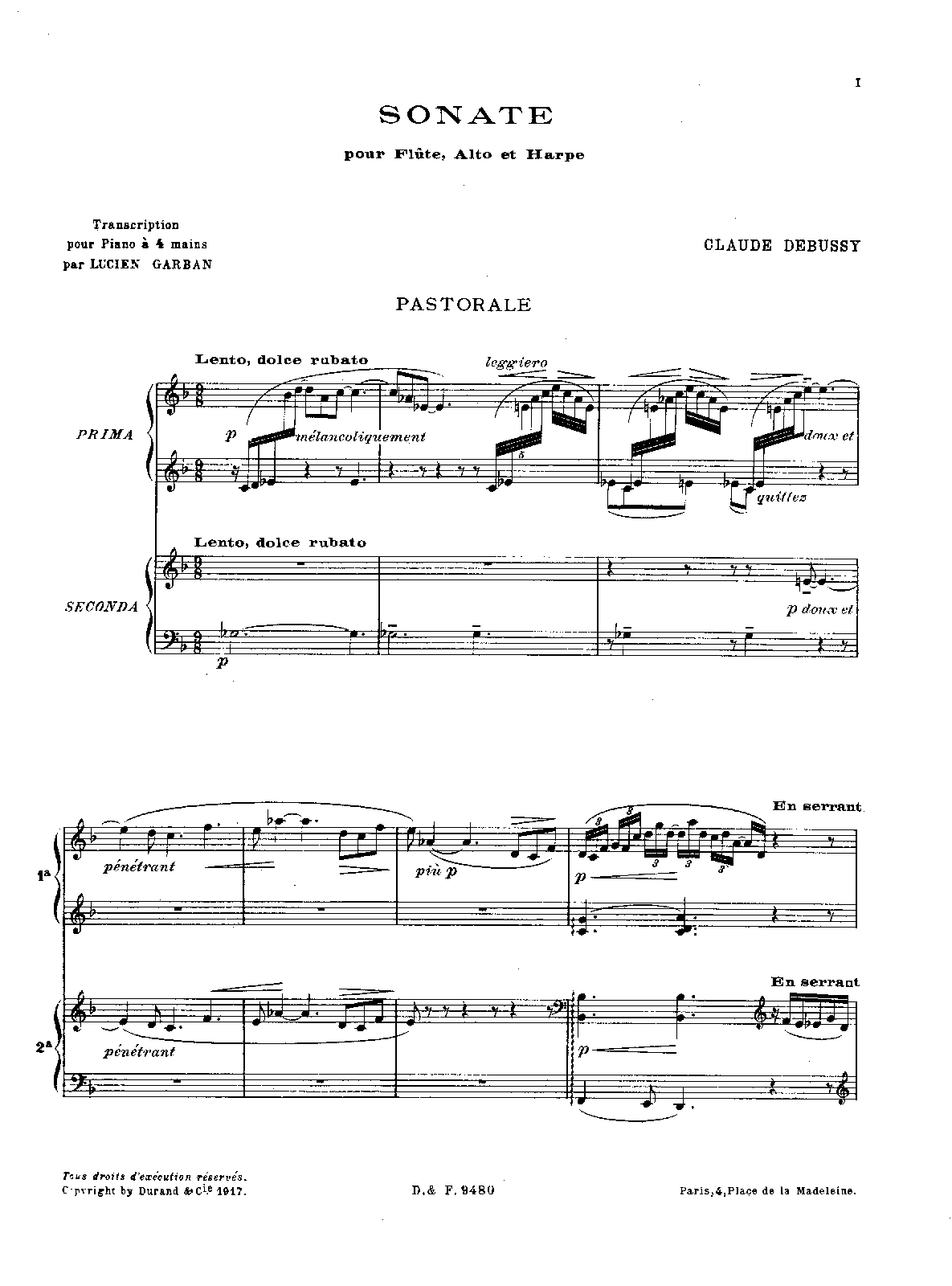 Sonata for Flute, Viola and Harp (Debussy, Claude) IMSLP Free Sheet