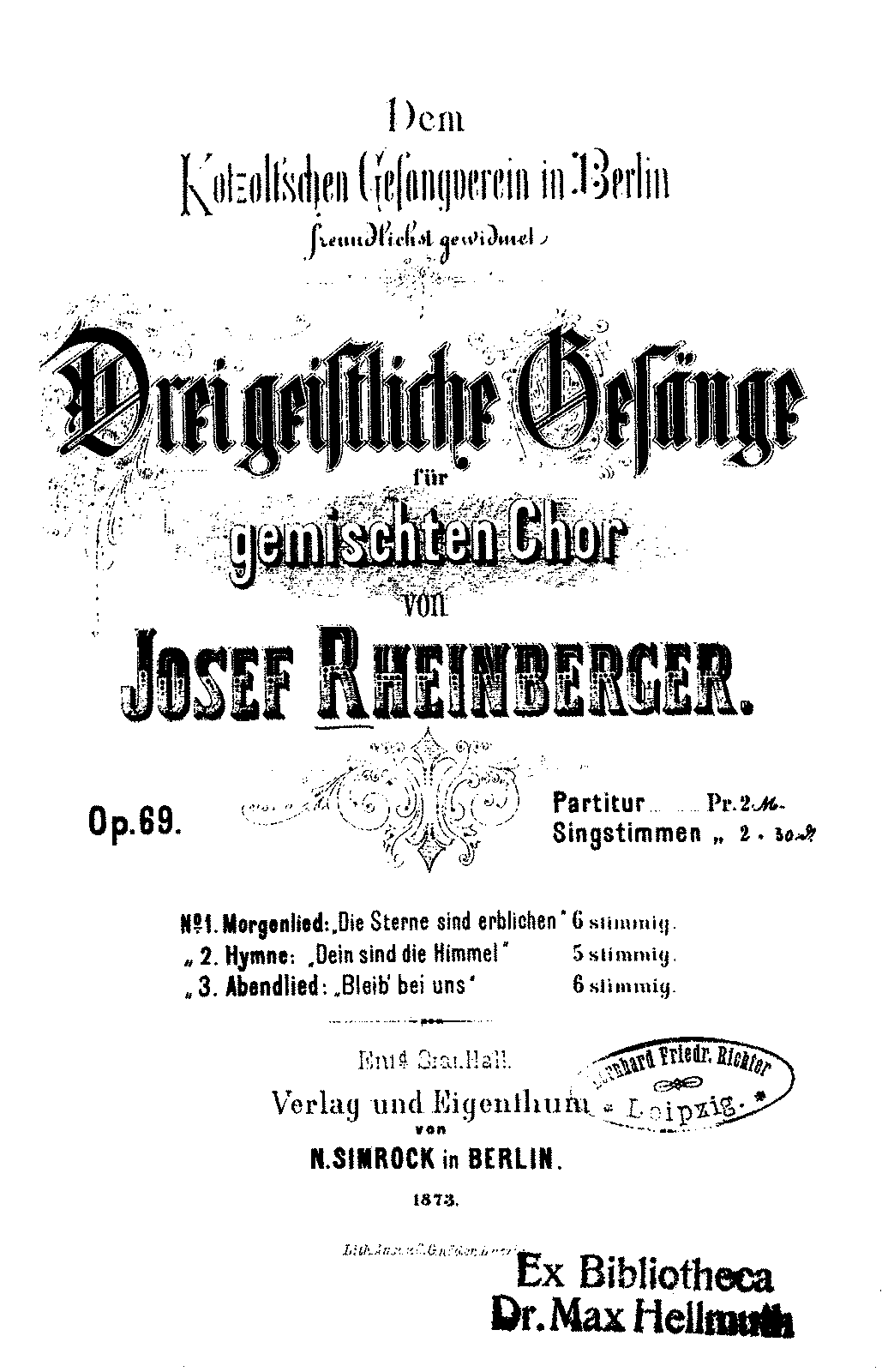 3 Geistliche Gesänge, Op.69 (Rheinberger, Josef Gabriel) - IMSLP: Free ...