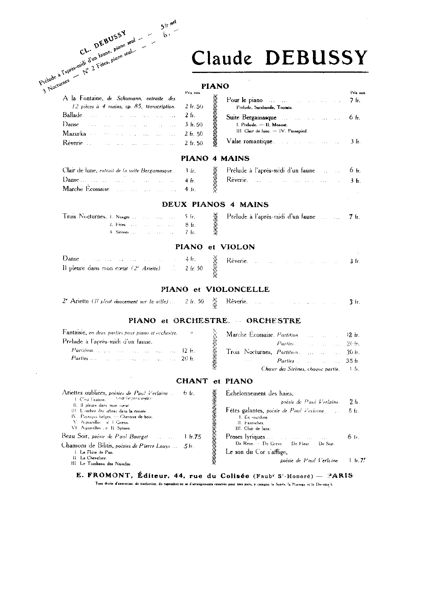 Fêtes galantes, Premier recueil