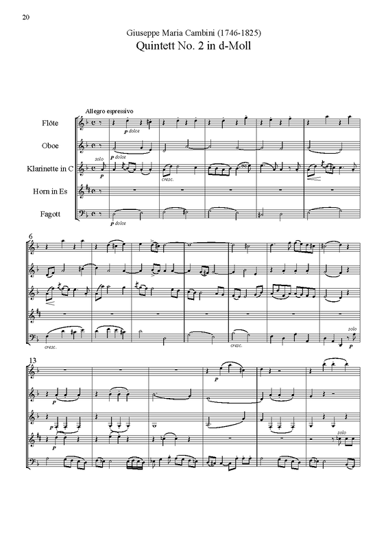 Wind Quintet No.2 in D minor (Cambini, Giuseppe Maria) IMSLP
