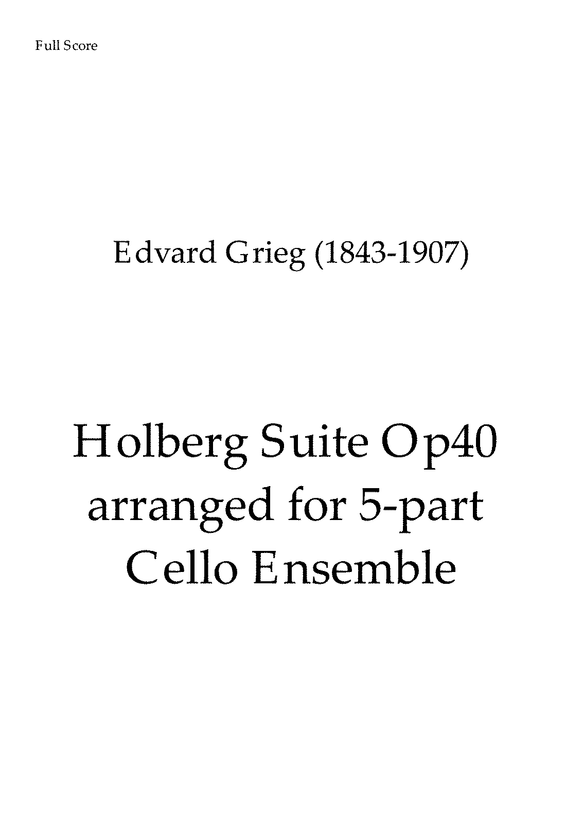 Holberg Suite, Op.40 (Grieg, Edvard) IMSLP Free Sheet Music PDF Download