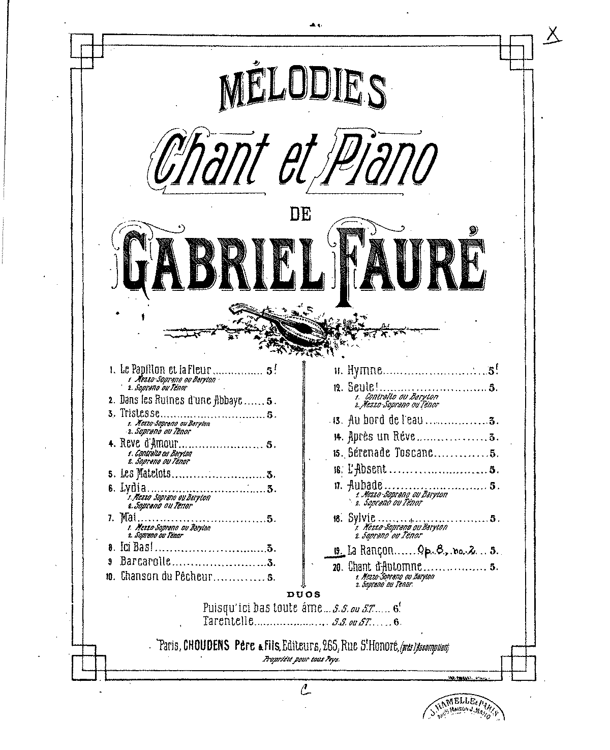 3 Songs, Op.8 (Fauré, Gabriel) - IMSLP: Free Sheet Music PDF Download