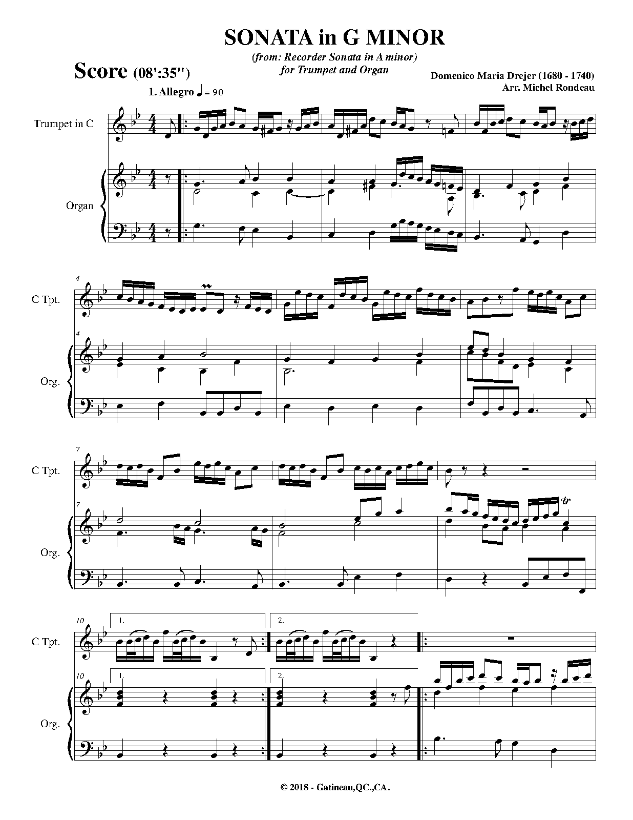 Recorder Sonata in A minor (Drejer, Domenico Maria) IMSLP