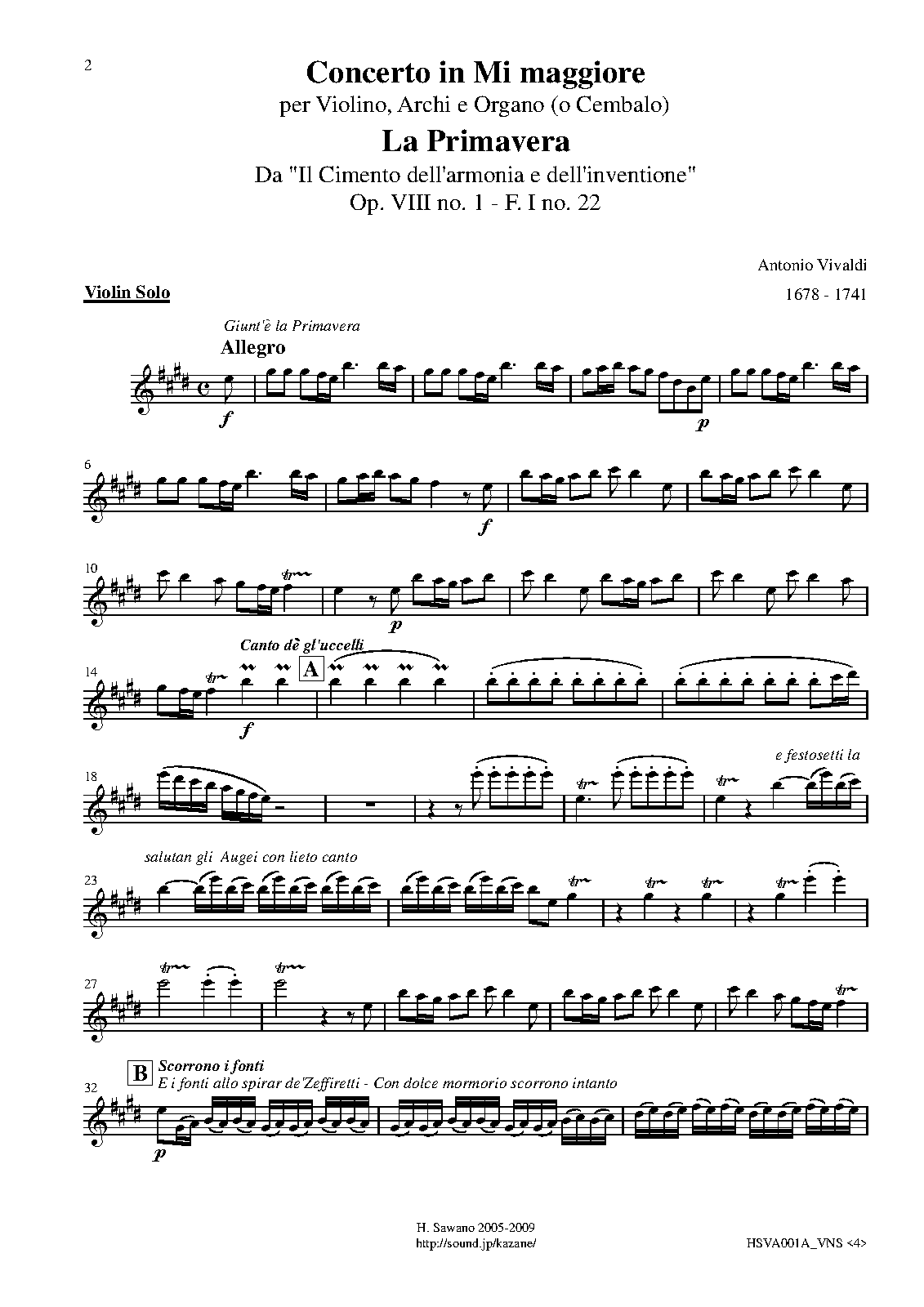 Violin Concerto in E major, RV 269 (Vivaldi, Antonio) IMSLP Free Sheet Music PDF Download