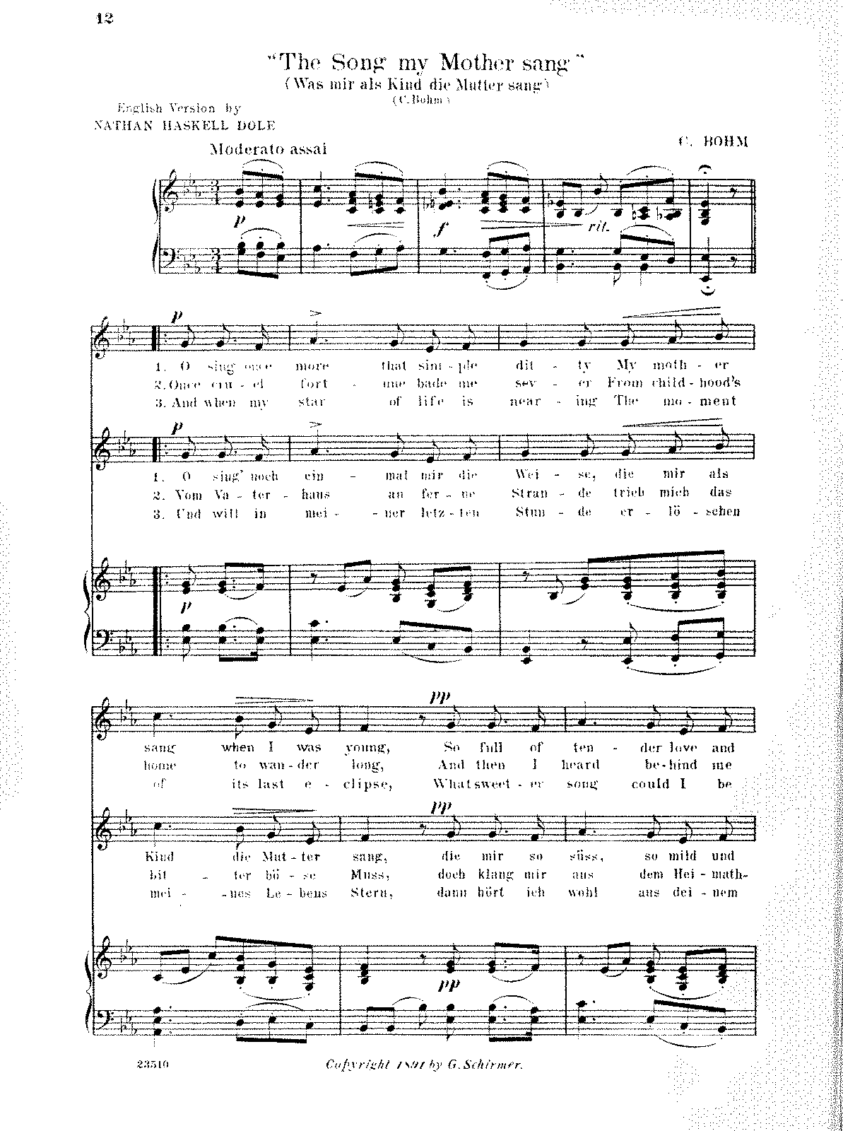 Was mir als Kind die Mutter sang, Op.293 (Bohm, Carl) - IMSLP