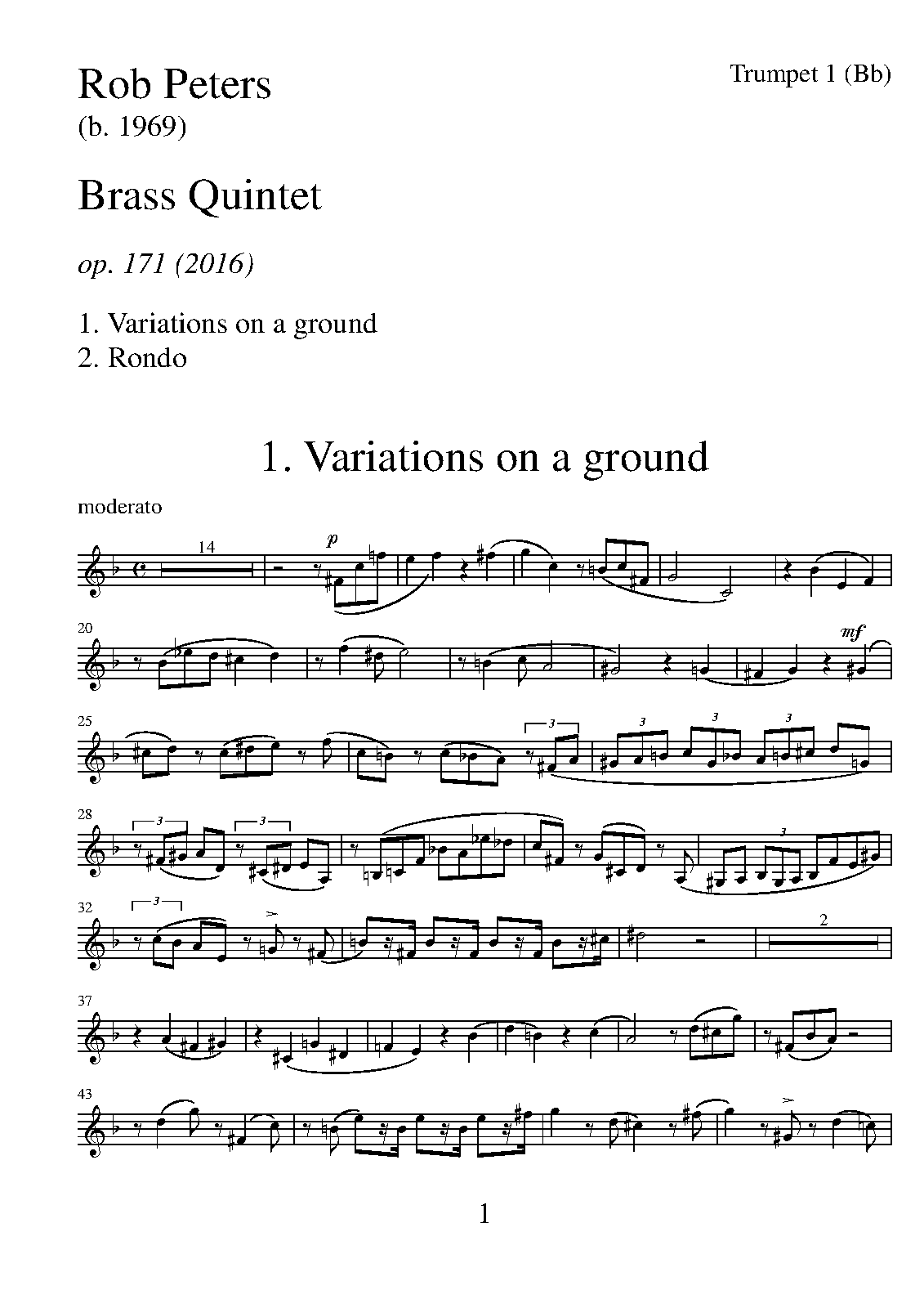 Brass Quintet, Op.171 (Peters, Rob) IMSLP