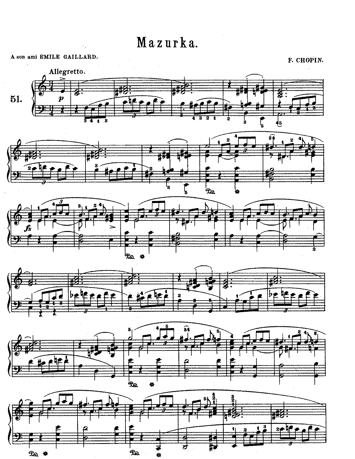 Mazurka In A Minor B 140 Chopin Frederic Imslp Free Sheet