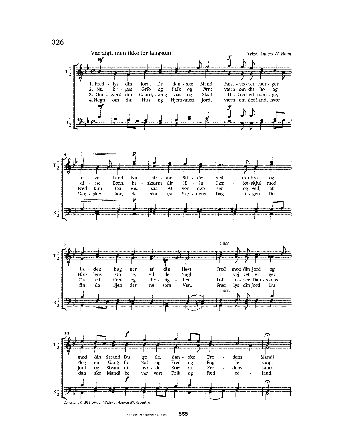 Fredlys din Jord, Du danske Mand!, CNW 295 (Nielsen, Carl) - IMSLP