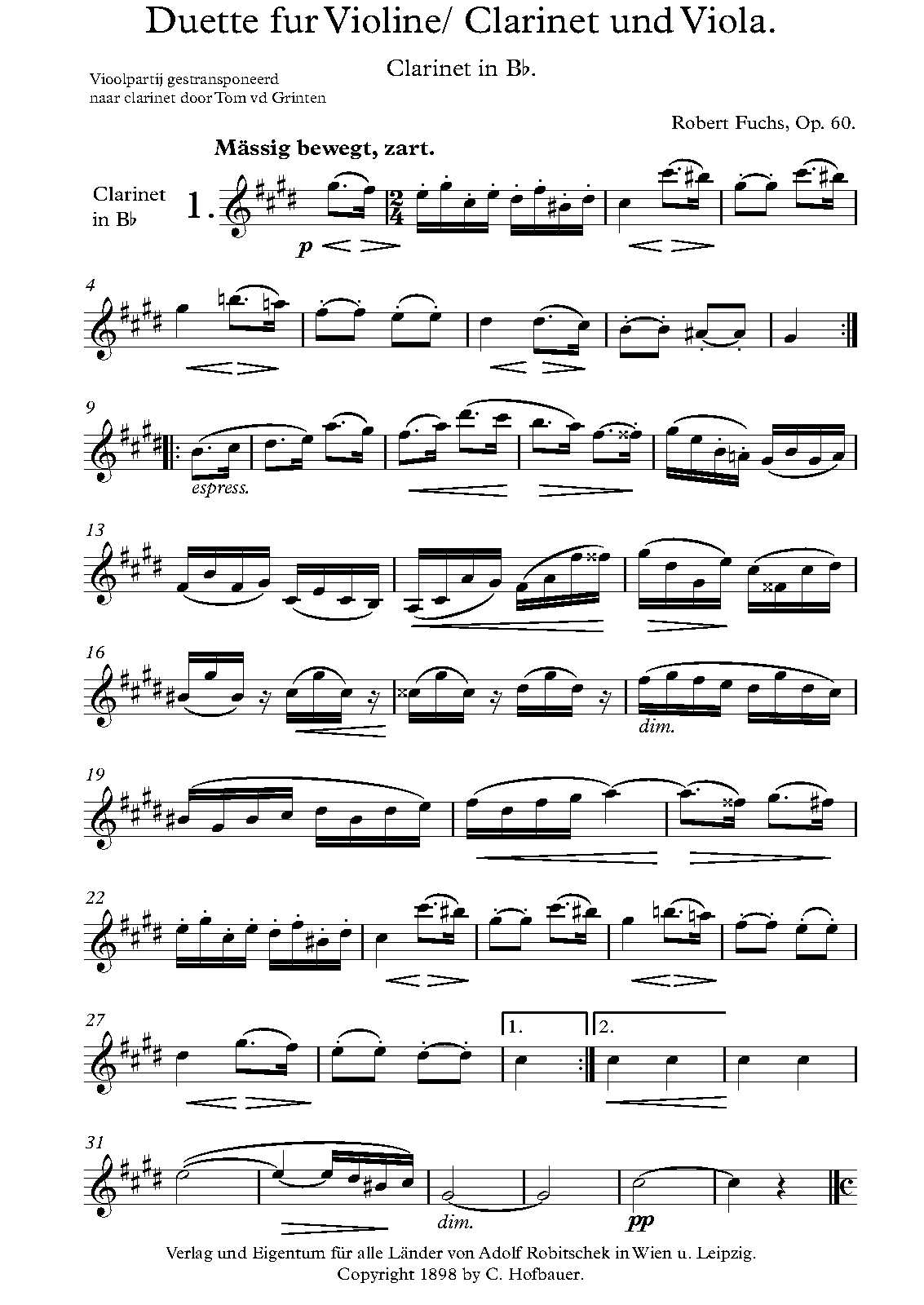 12 Duets for Violin and Viola, Op.60 (Fuchs, Robert) IMSLP