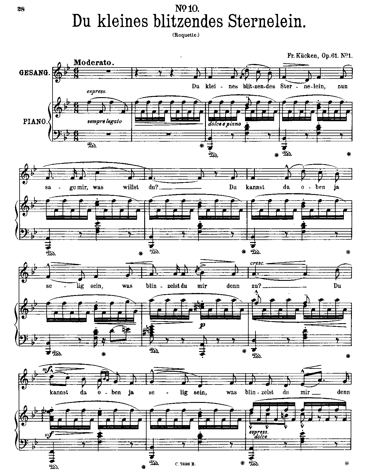 Klaviernoten über Sieben Brücken Mußt Du Gehen 3 Lieder, Op.61 (Kücken, Friedrich Wilhelm) - IMSLP