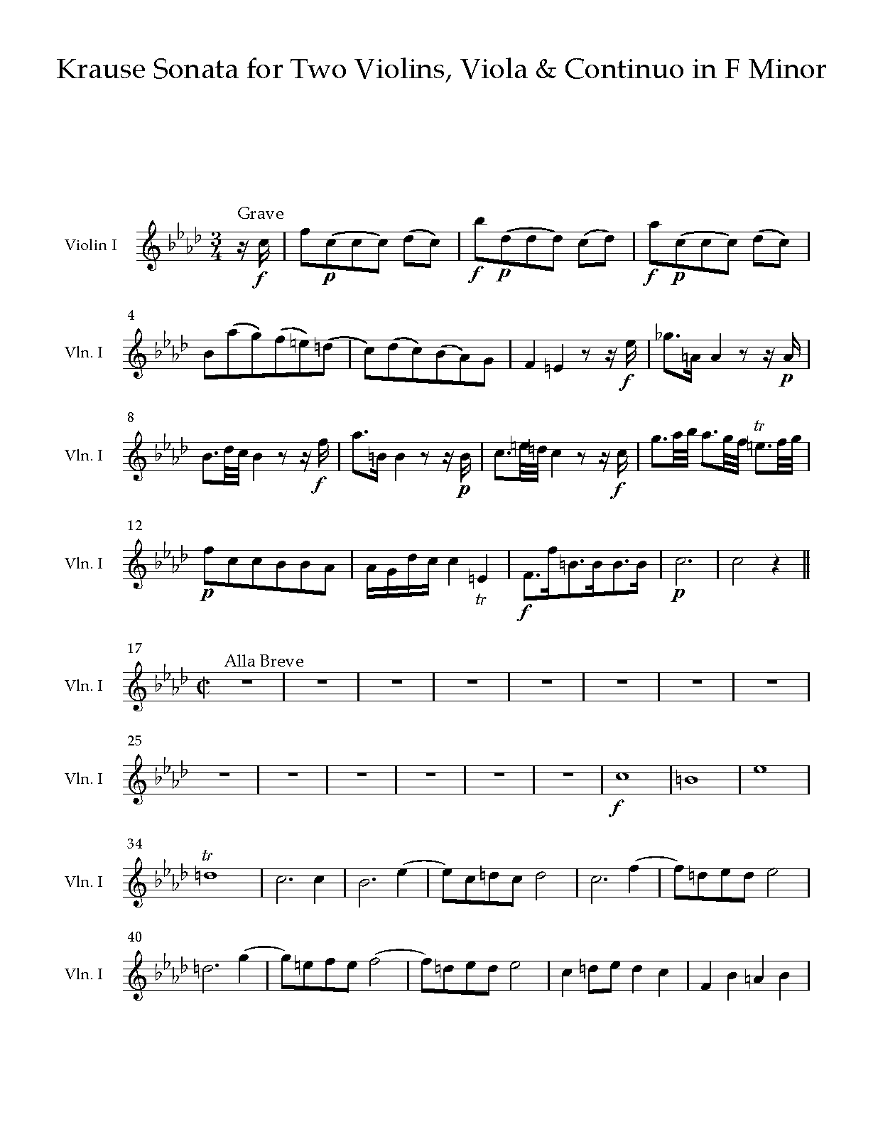 Sonata for 2 Violins, Viola and Continuo in F minor (Krause, Christian