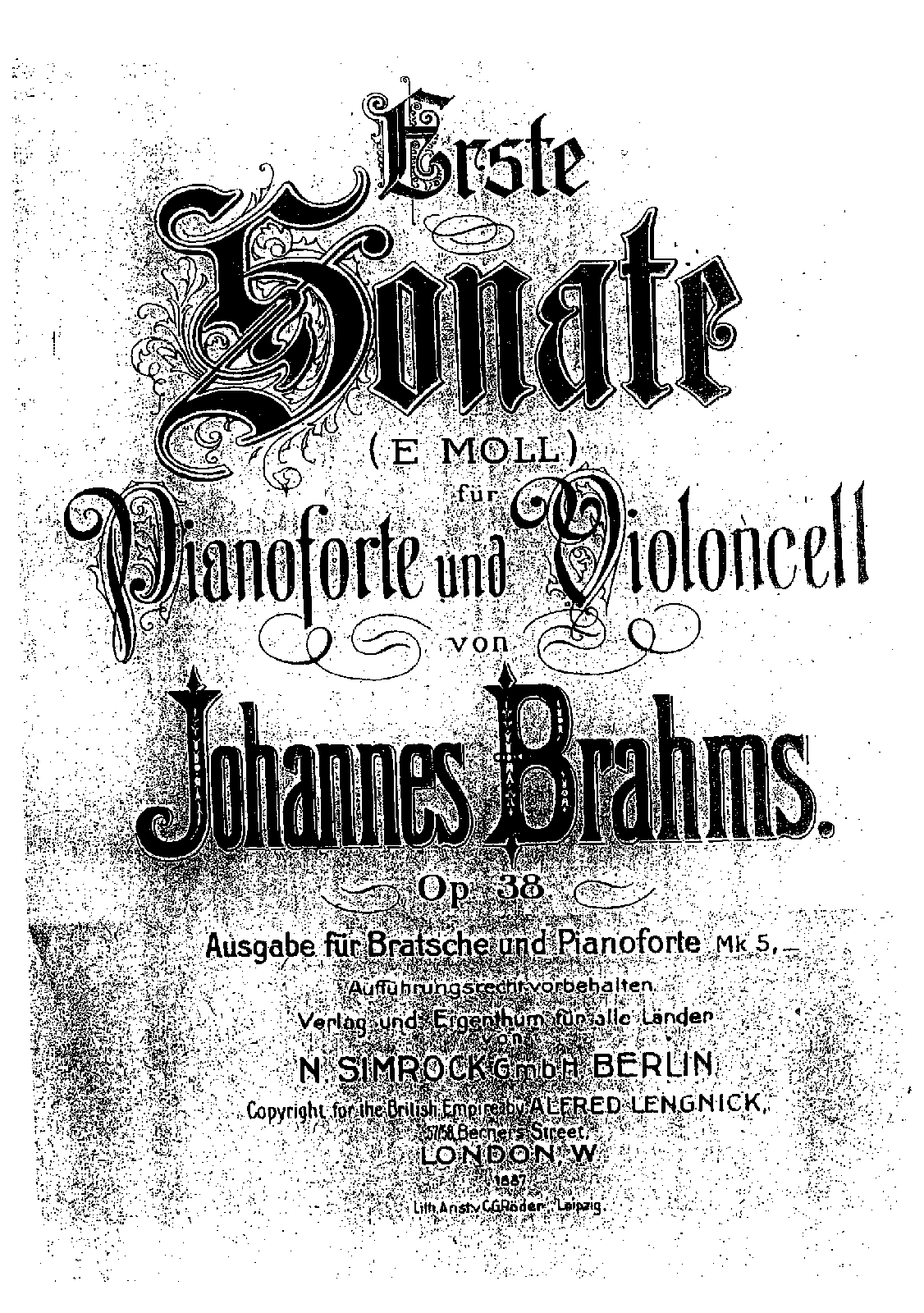 Cello Sonata No.1, Op.38 (Brahms, Johannes)