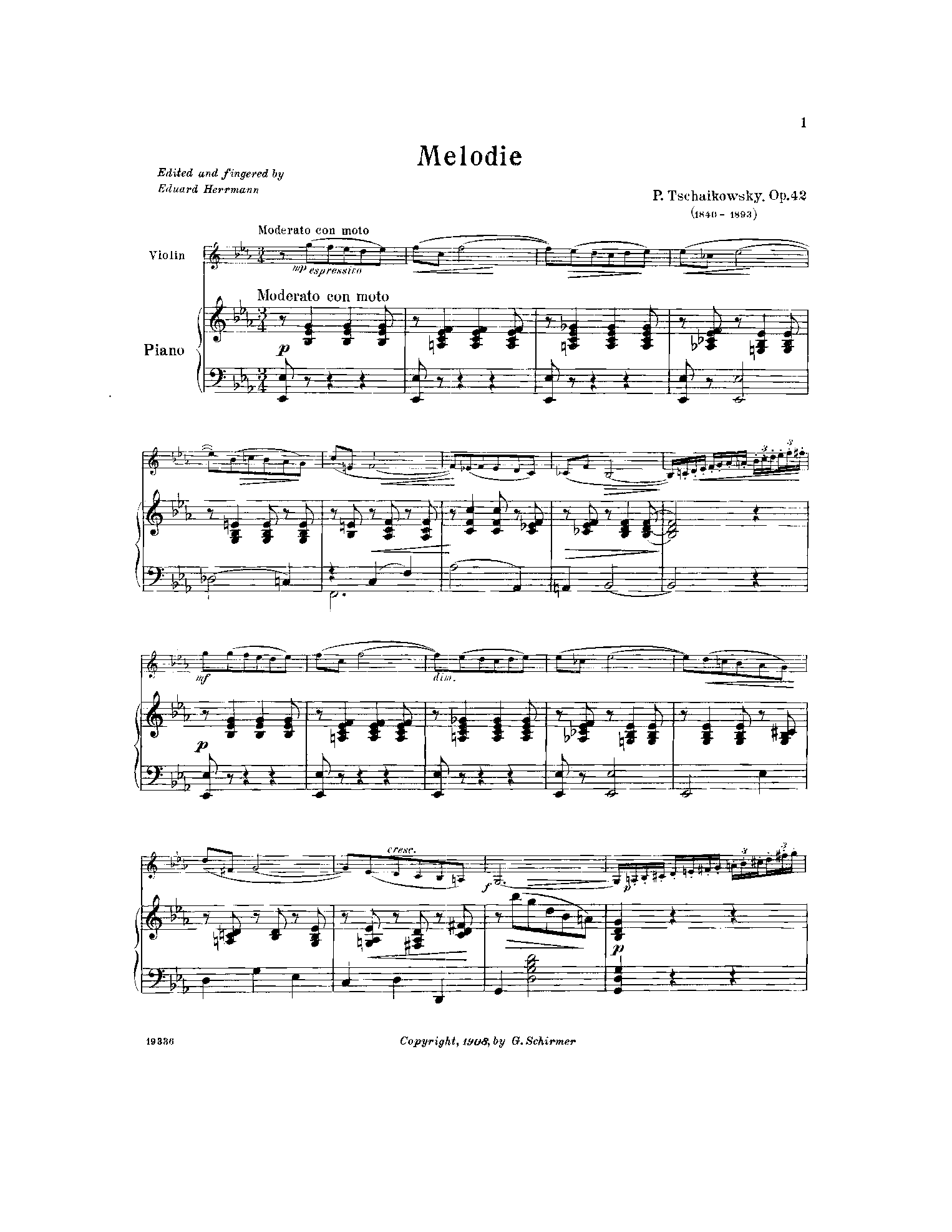 Souvenir d'un lieu cher, Op.42 (Tchaikovsky, Pyotr) IMSLP Free Sheet