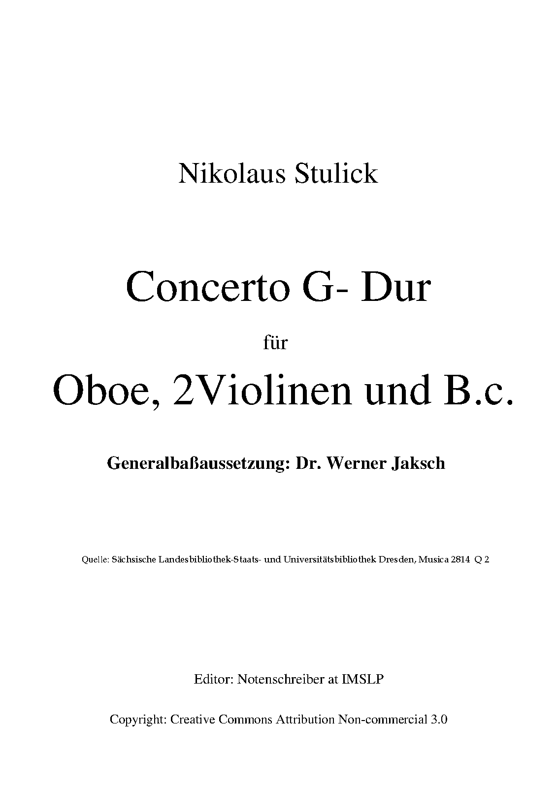 Oboe Concerto in G major (Stulick, Matthäus Nikolaus) IMSLP